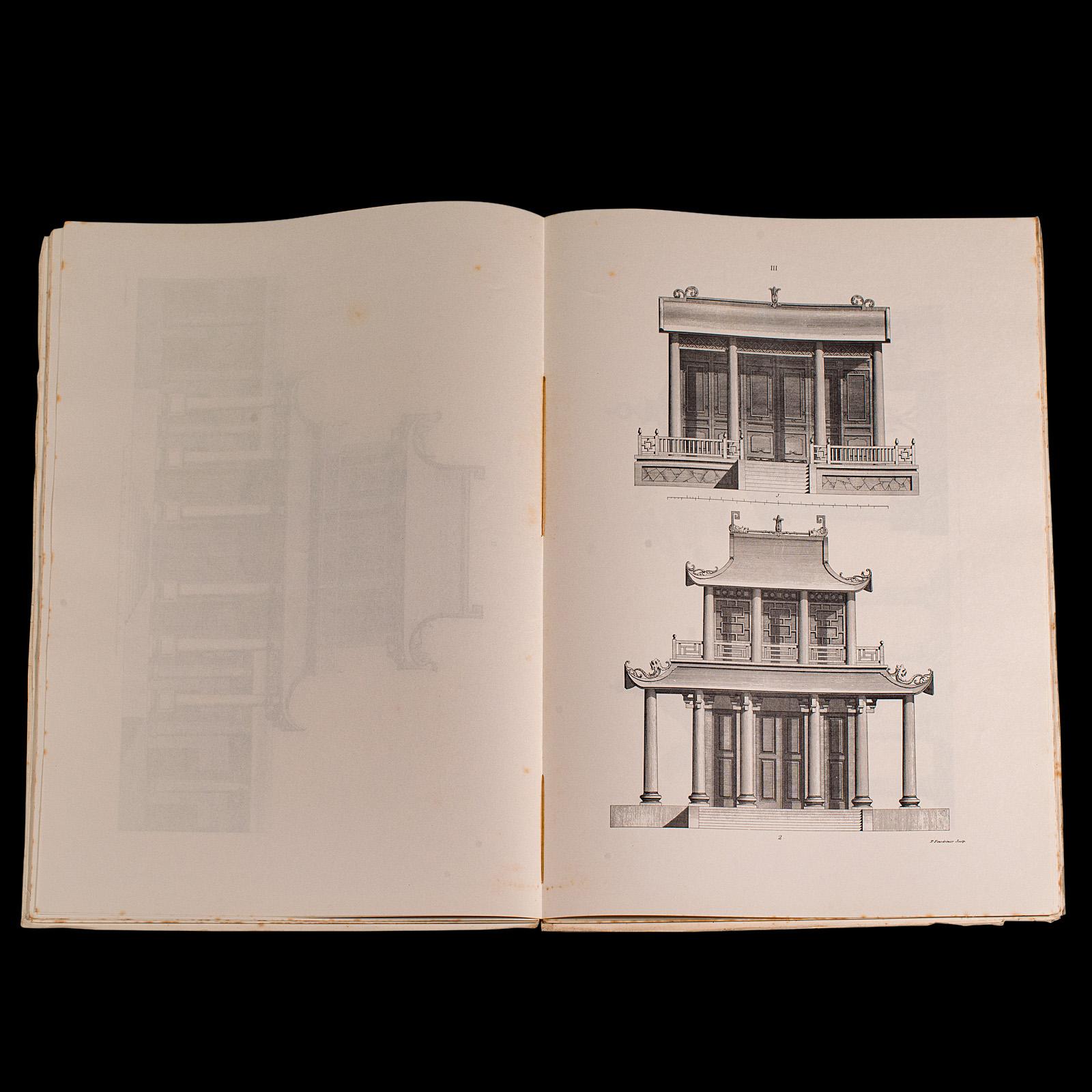 20ième siècle Folio de reproduction vintage, design chinois, anglais, William Chambers, vers 1969 en vente
