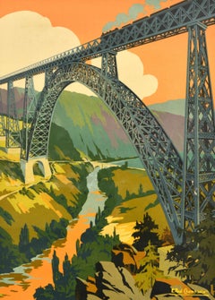 Riproduzione d'epoca della litografia d'archivio Chemins De Fer Du Midi L'Auvergne