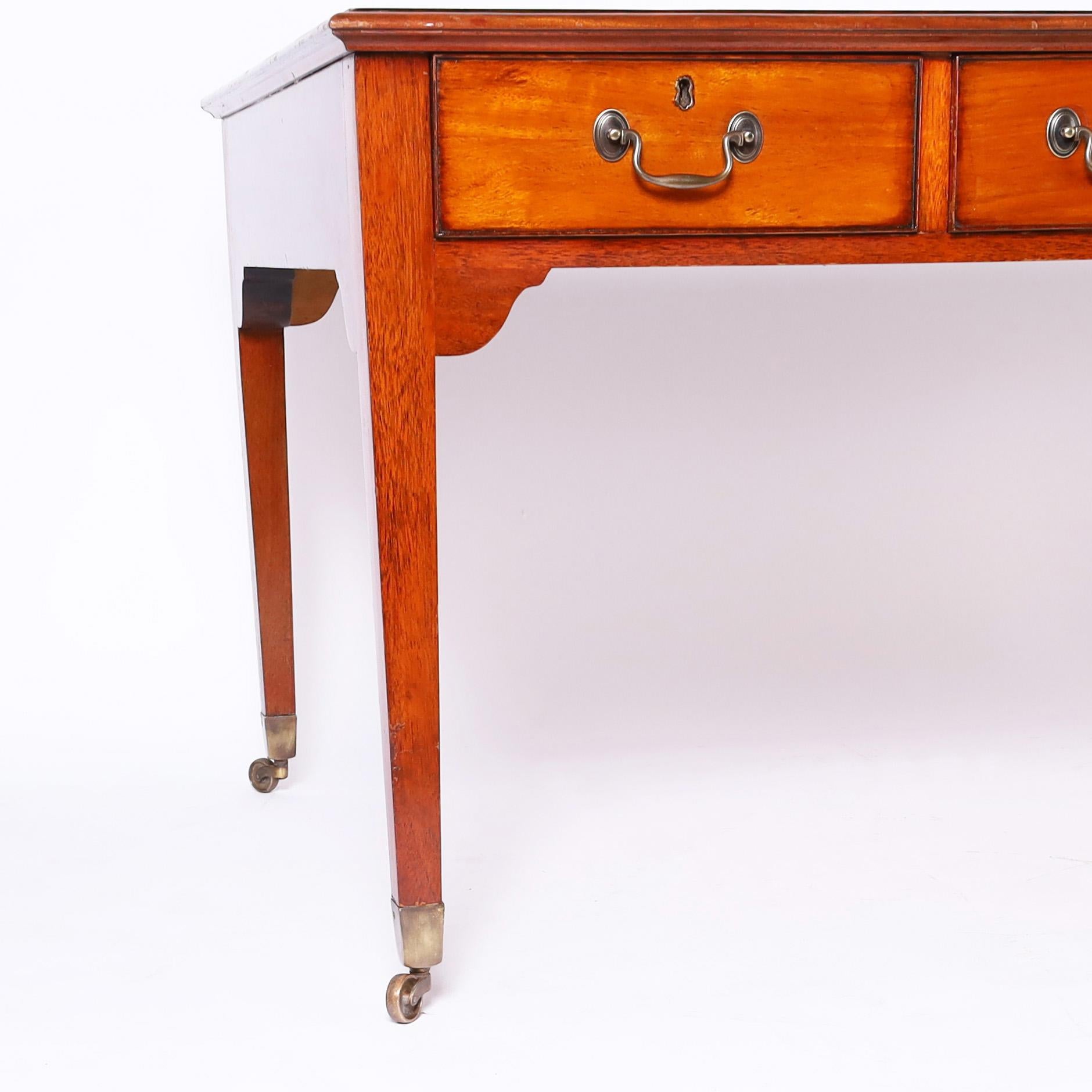 Vintage Reproduction of Sir Winston Churchill's Leather Top Partners Desk For Sale 2