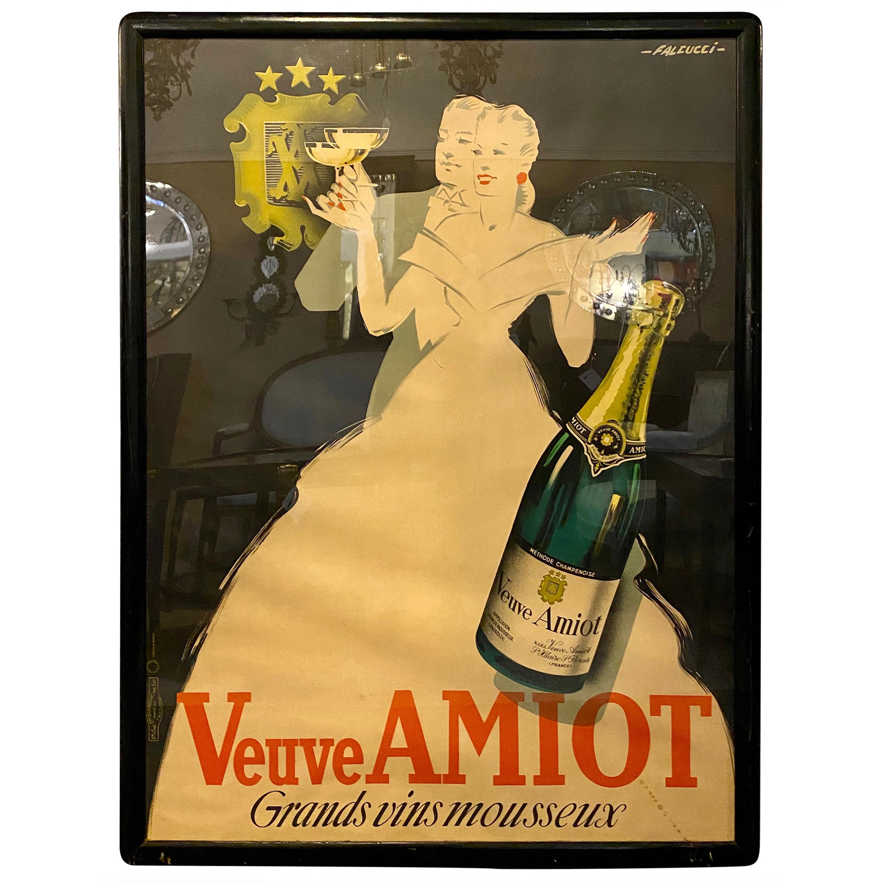 Vintage Reproduction Poster "Veuve Amiot Grands Vins Mousseux" France Framed