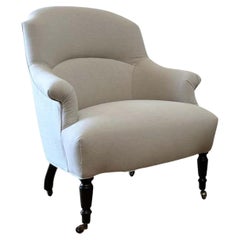 Vintage Reproduction Style Club Chair in Natural Cotton Canvas