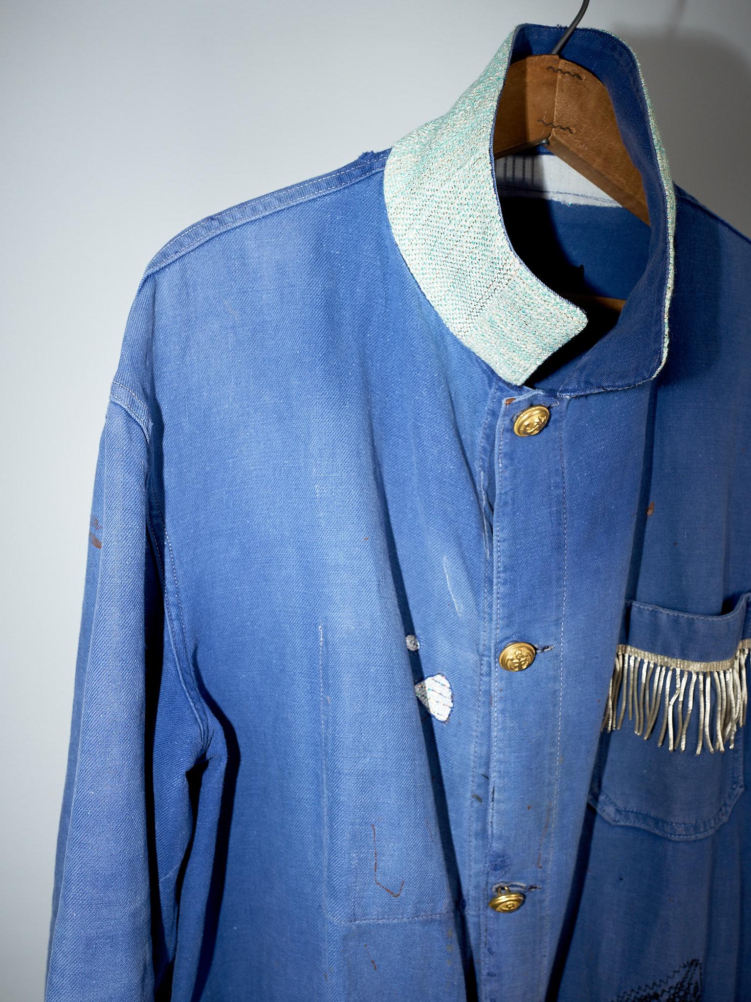 Women's Vintage  Repurposed French Work Wear Distressed Lurex Tweed