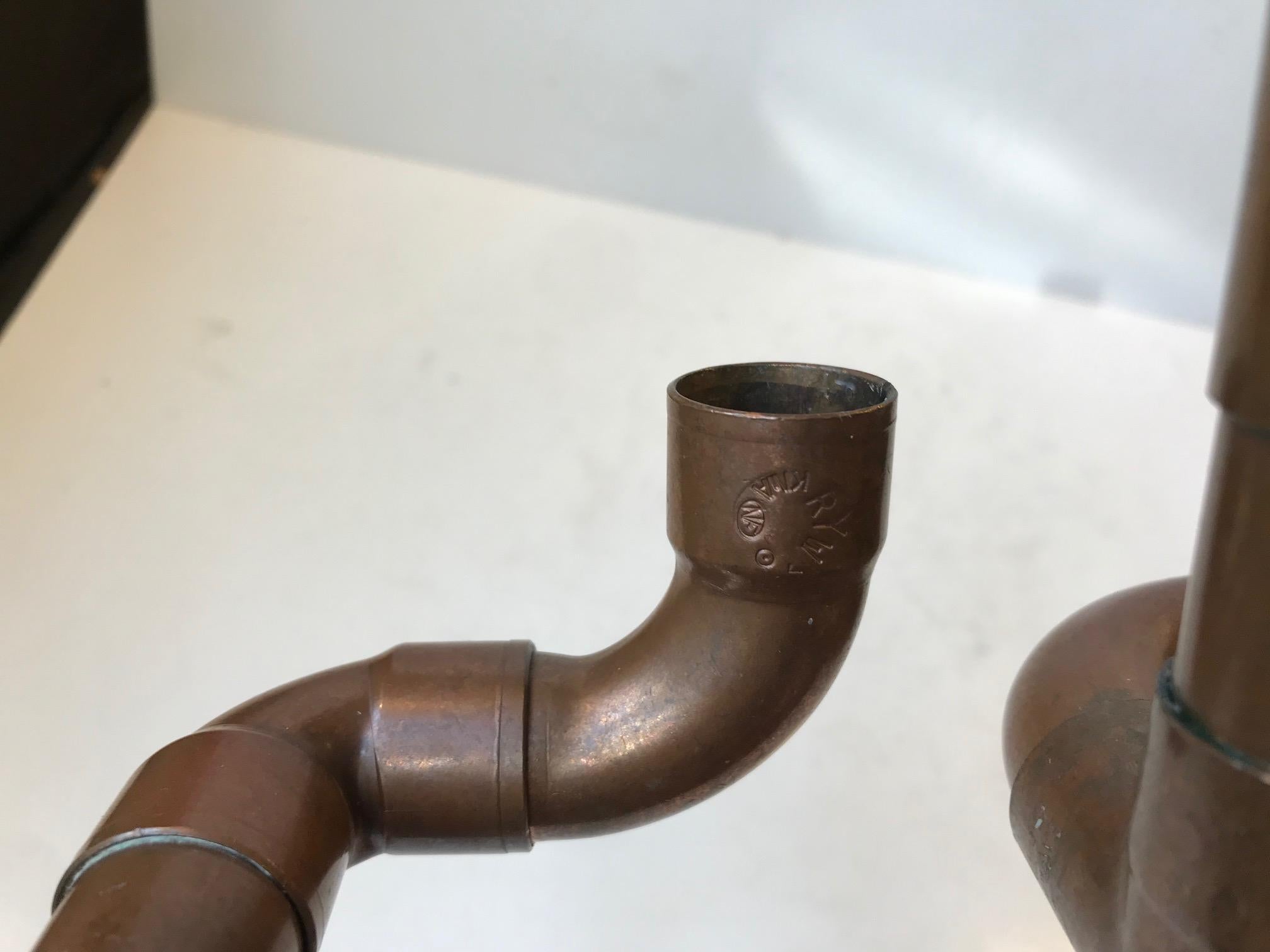 Scandinavian Vintage Repurposed Industrial Copper Pipe Candleholder, Scandinavia, 1970s For Sale