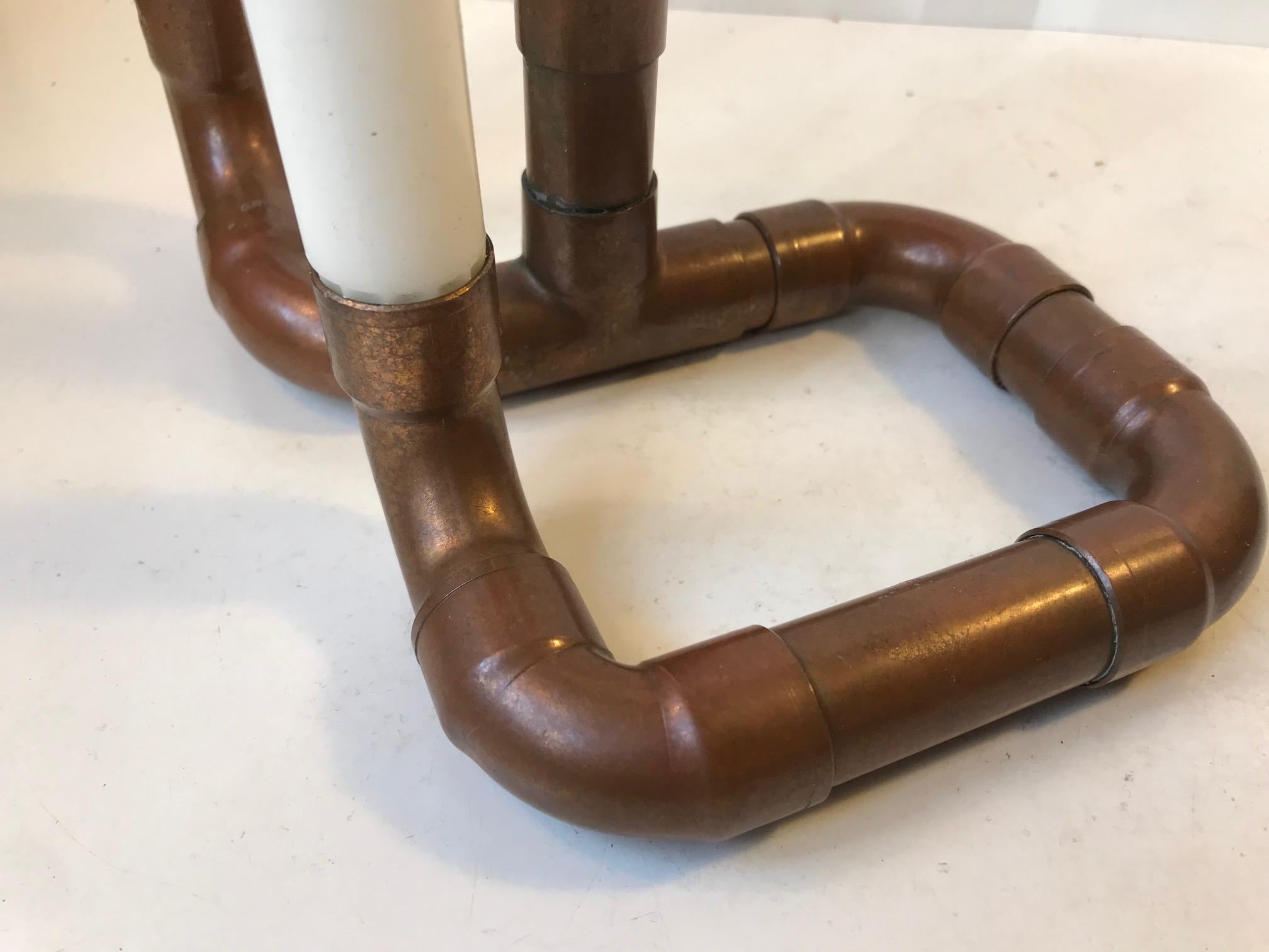 Late 20th Century Vintage Repurposed Industrial Copper Pipe Candleholder, Scandinavia, 1970s For Sale