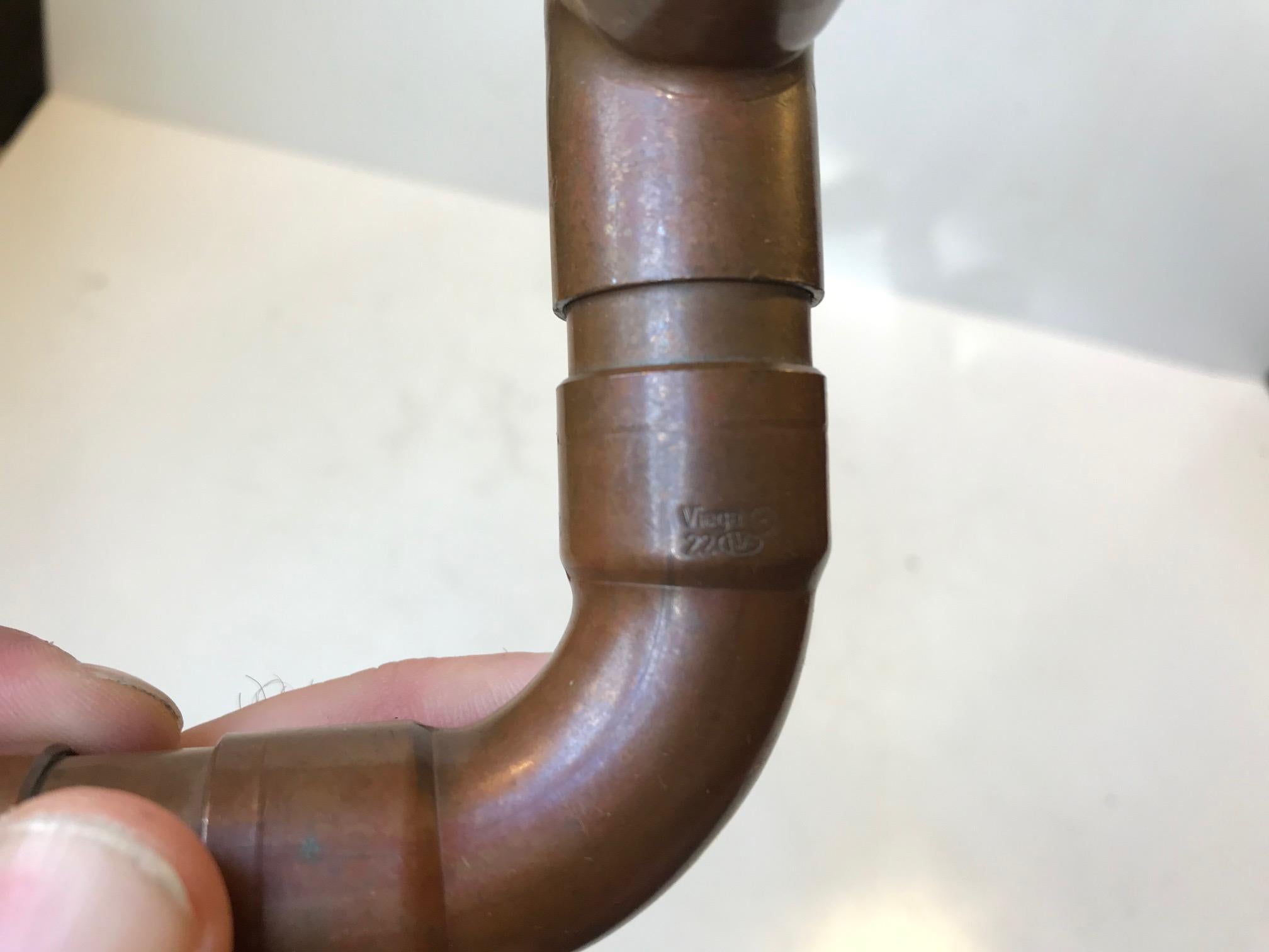 Vintage Repurposed Industrial Copper Pipe Candleholder, Scandinavia, 1970s For Sale 1