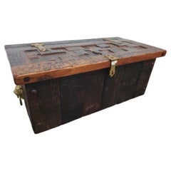 Vintage Repurposed Wood Blanket Chest W/Brass Accents