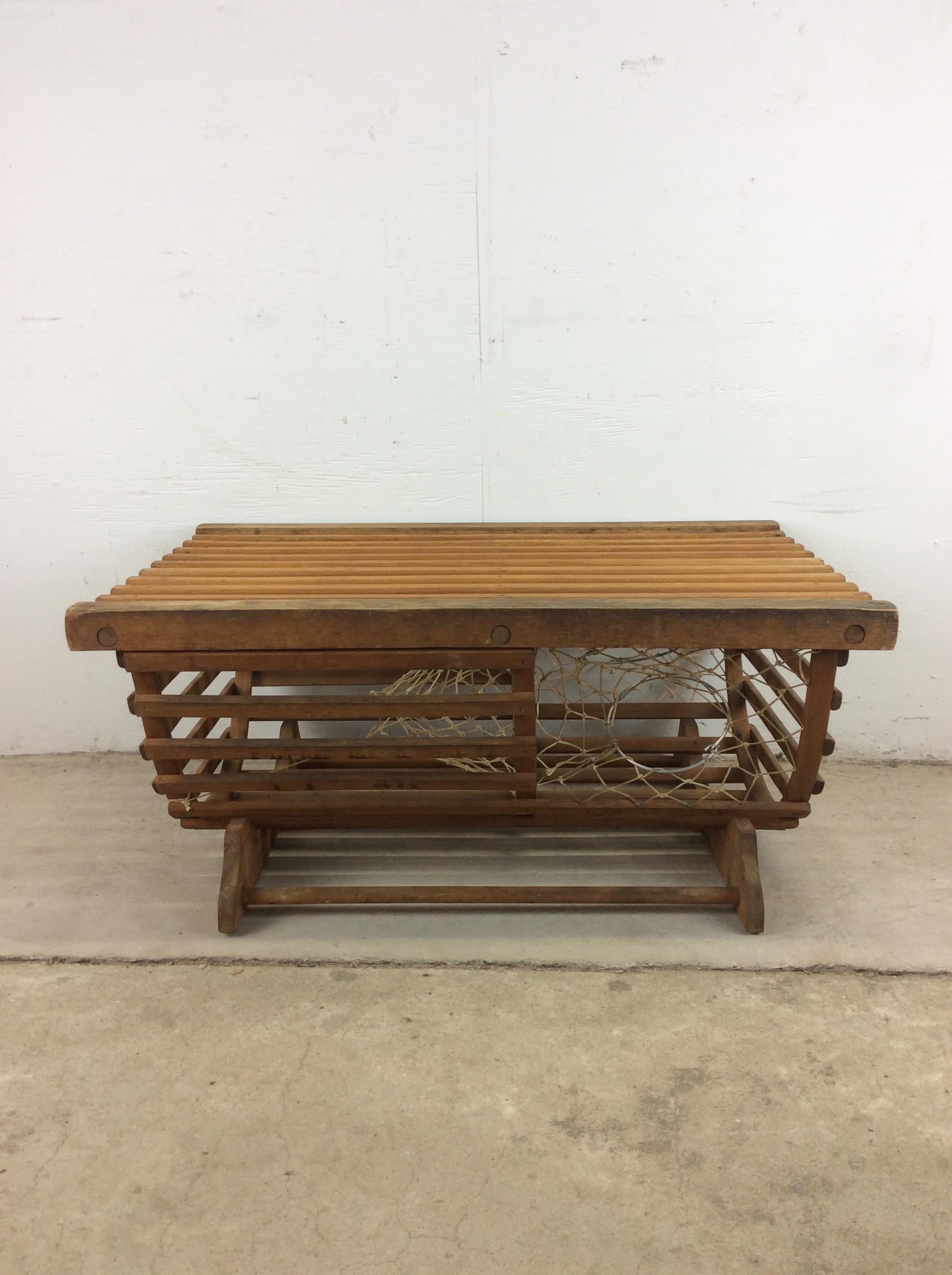 Tavolino da caffè trappola per aragoste in legno vintage riutilizzato in vendita 11