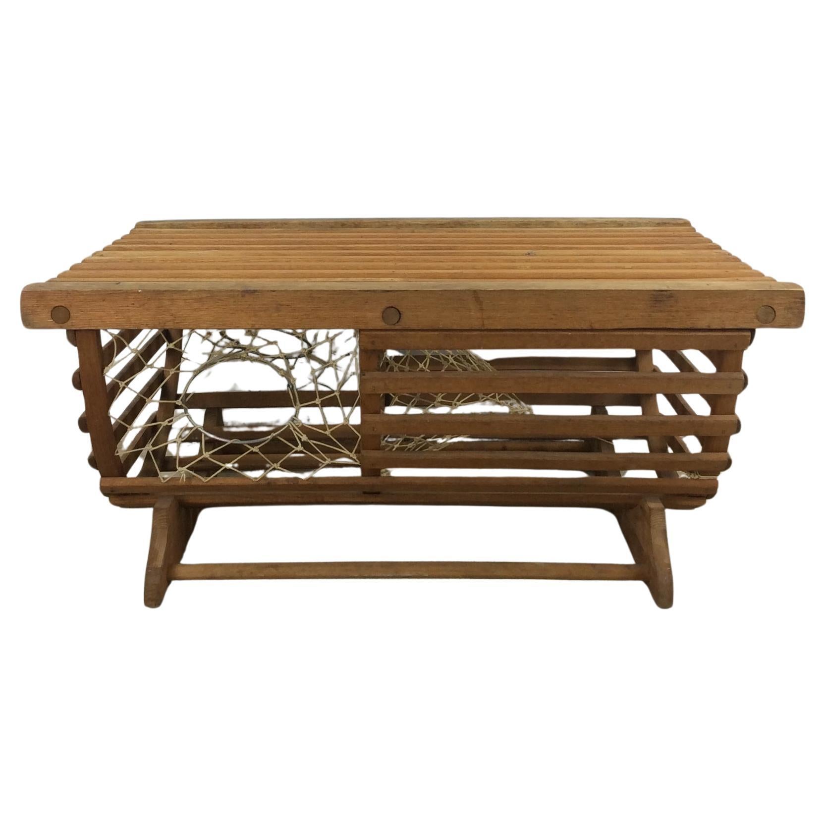 Tavolino da caffè trappola per aragoste in legno vintage riutilizzato in vendita