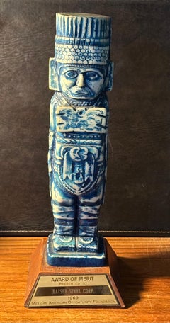 Vintage Resin and Wood Aztec Sculpture / Award