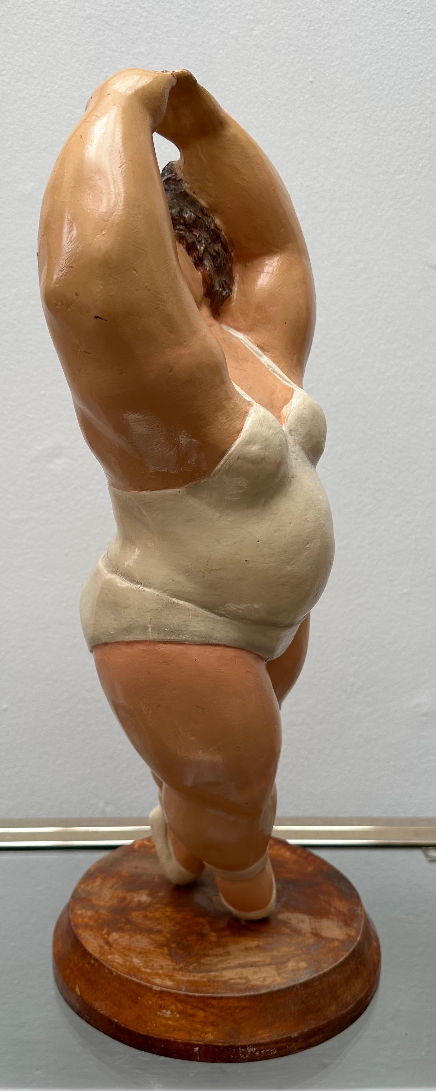 Handbemalte Harz-Ballerina En Pointe-Figur im Botero-Stil, Vintage (20. Jahrhundert)