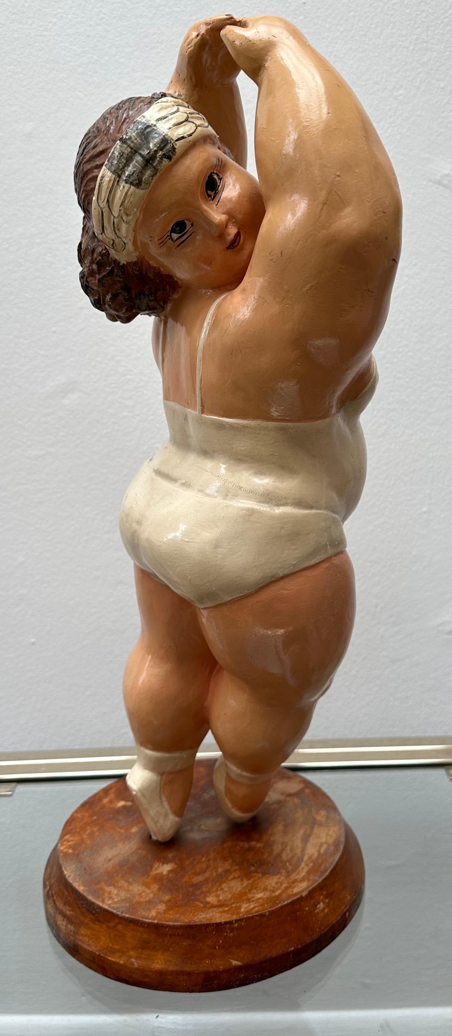 Handbemalte Harz-Ballerina En Pointe-Figur im Botero-Stil, Vintage 2