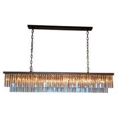 Used Restoration Hardware 1920s Odeon Rectangular Iron Crystal Chandelier 72"