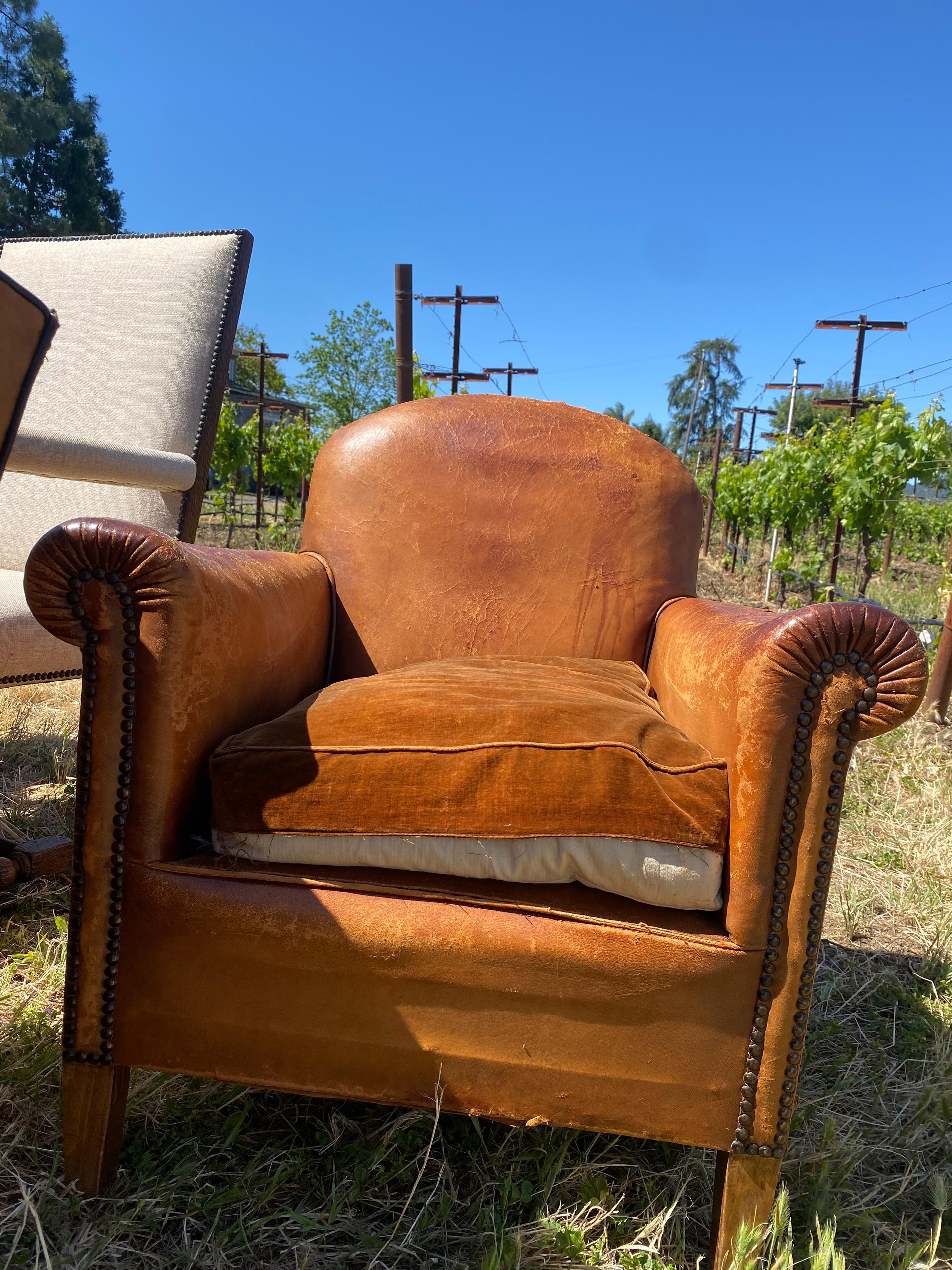 Vintage Restoration Hardware Randolf Leather Chair For Sale 1