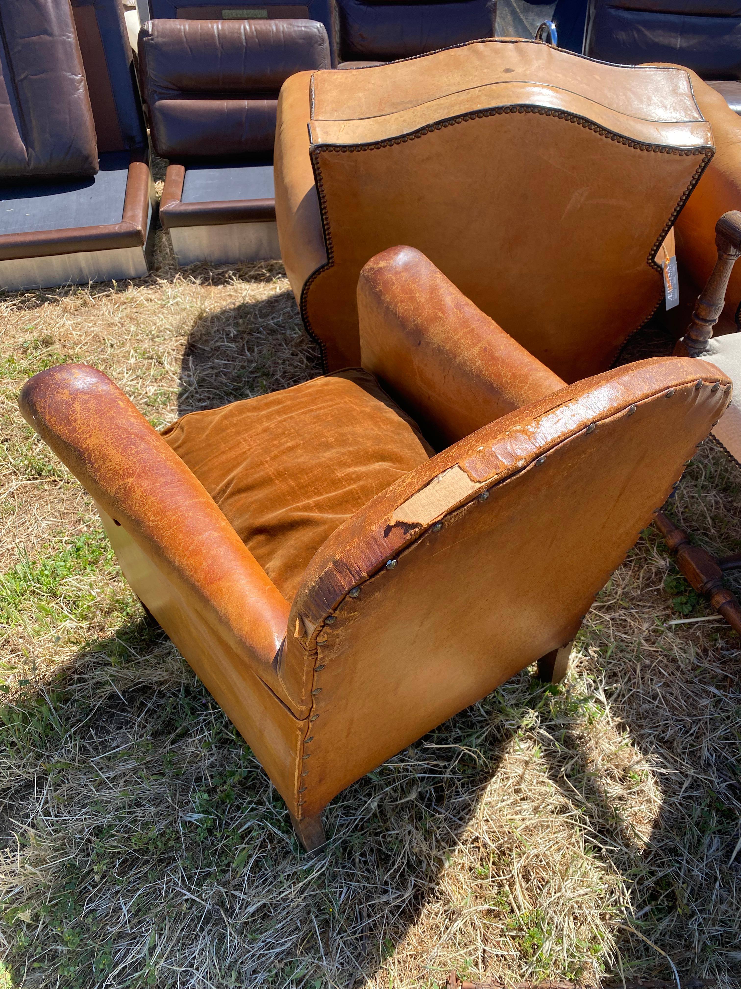 Vintage Restoration Hardware Randolf Leather Chair For Sale 2