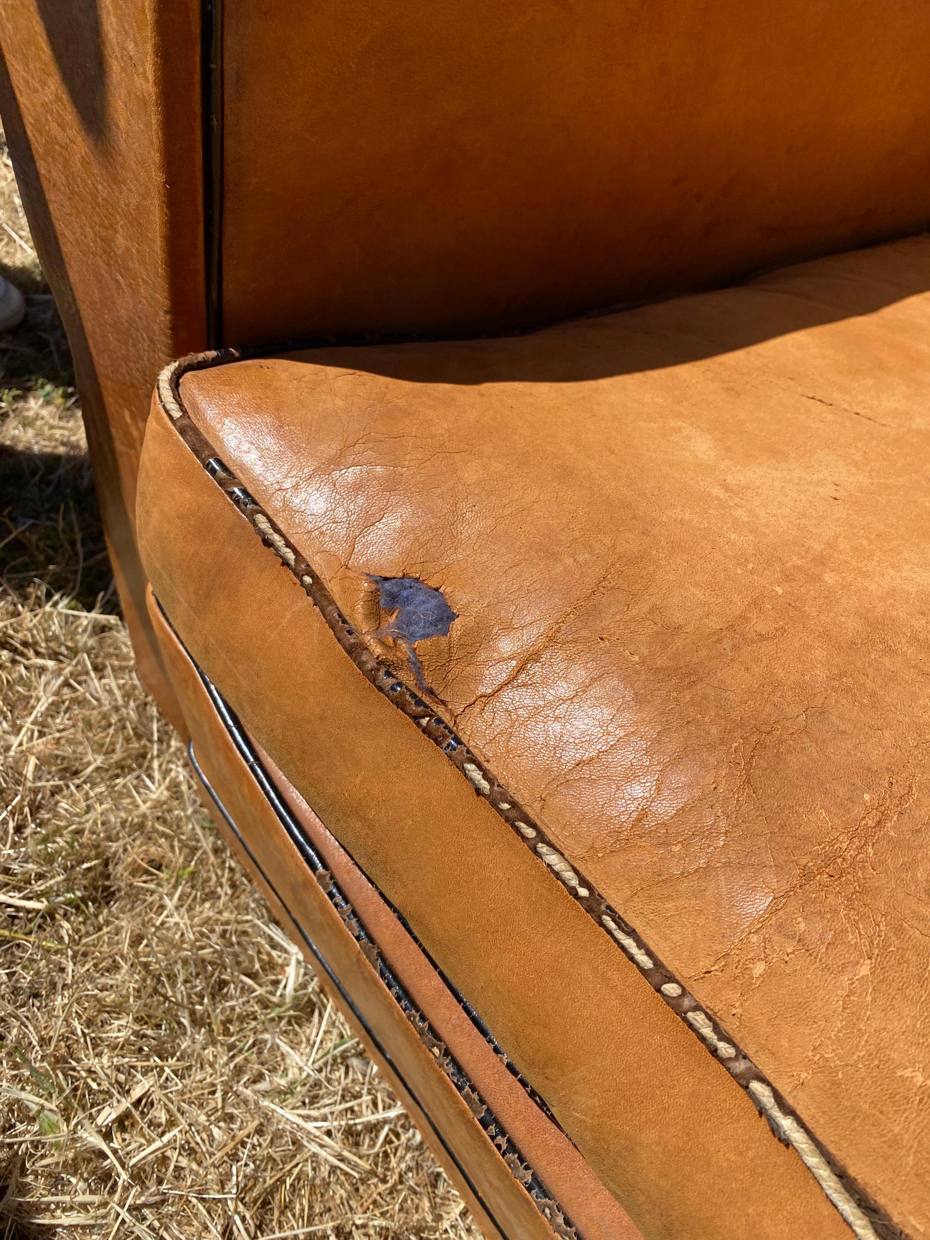 Vintage Restoration Hardware Randolf Leather Chair For Sale 4