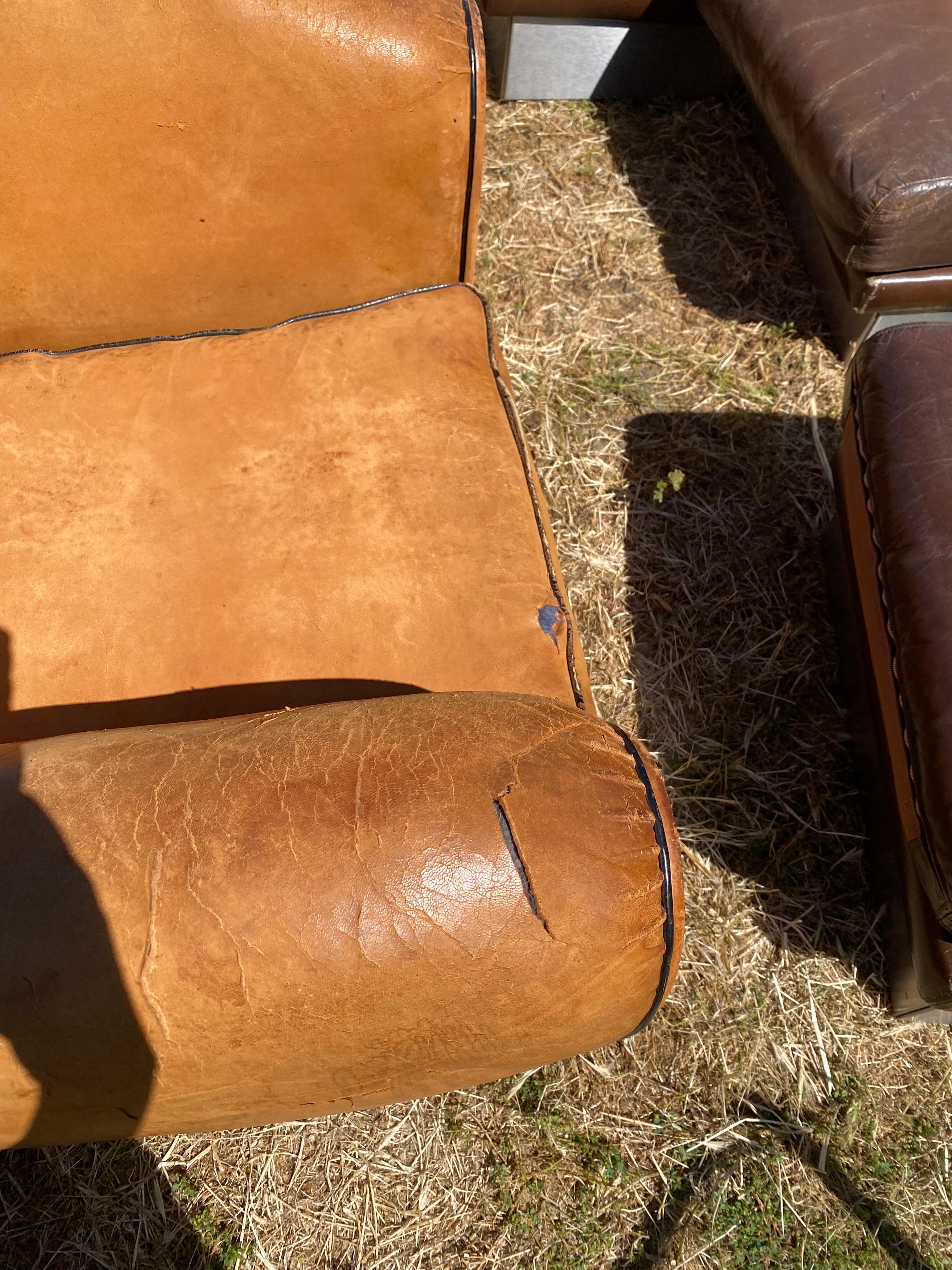 Vintage Restoration Hardware Randolf Leather Chair For Sale 5