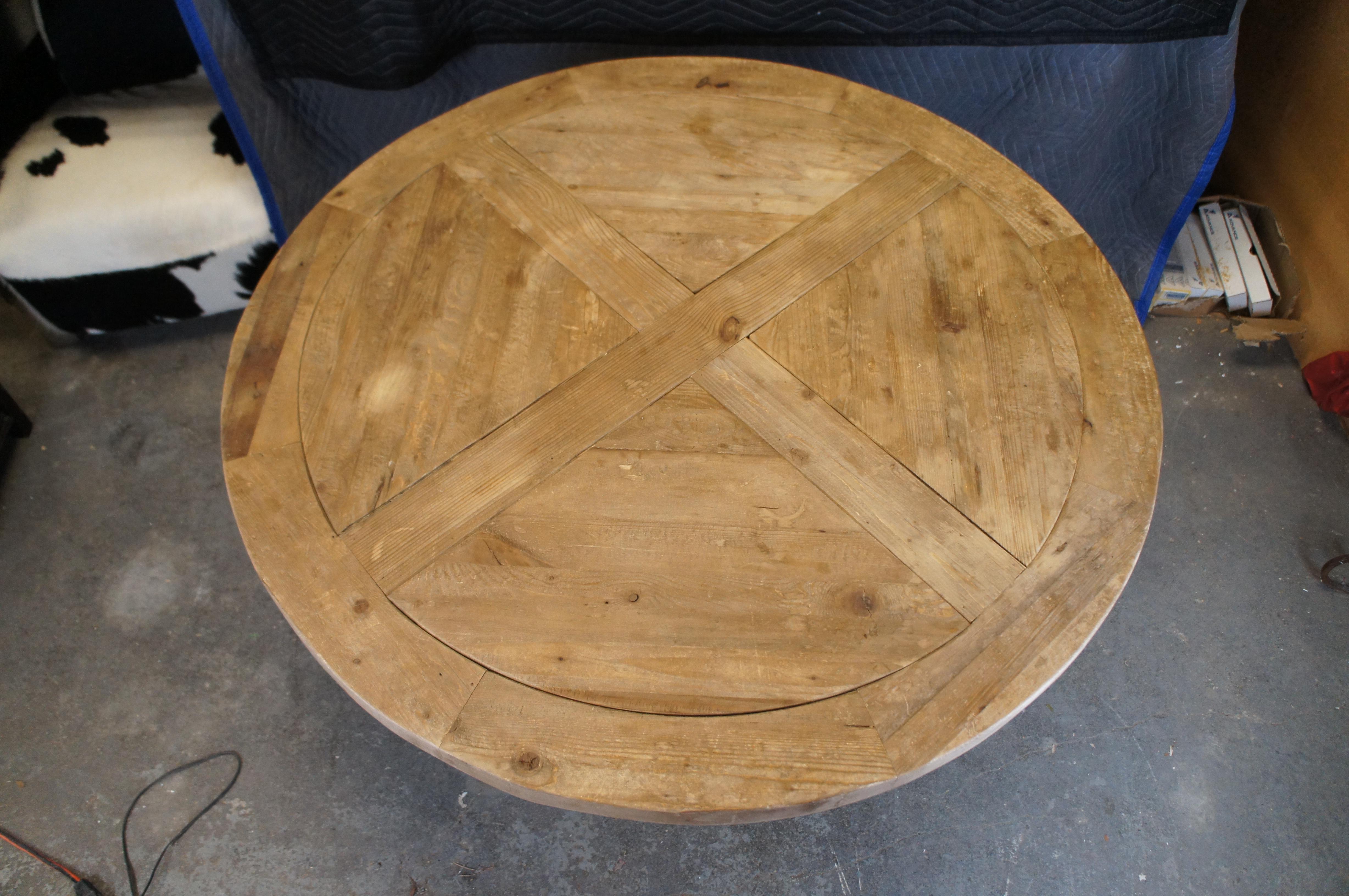 20th Century Vintage Restoration Hardware Rustic Pine Country Farmhouse Dining Table 48