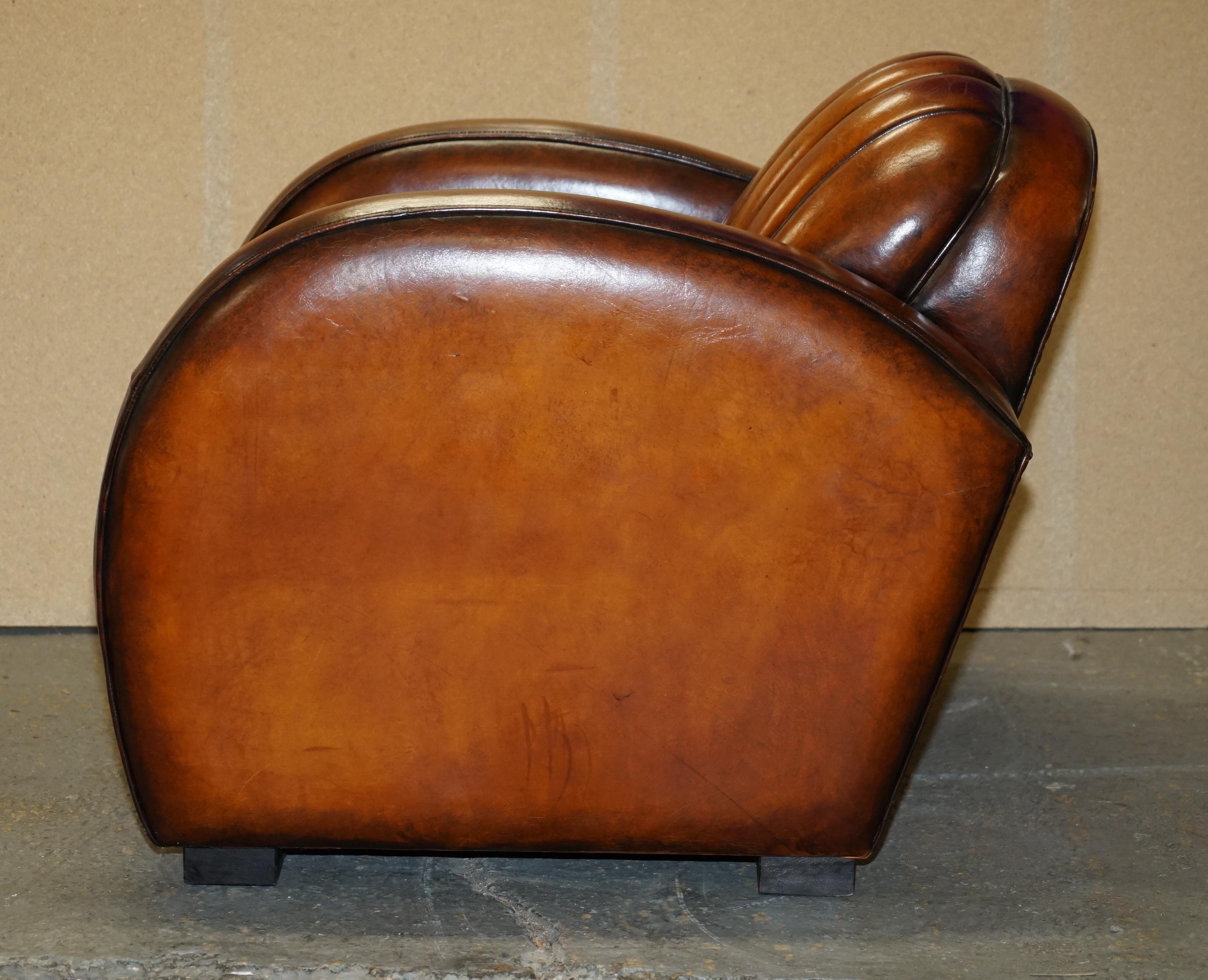 VINTAGE RESTORED 1966 MUSTANG CAR HAND DYED BROWN LEATHER ART DECO CLUB ARMCHAiR 8