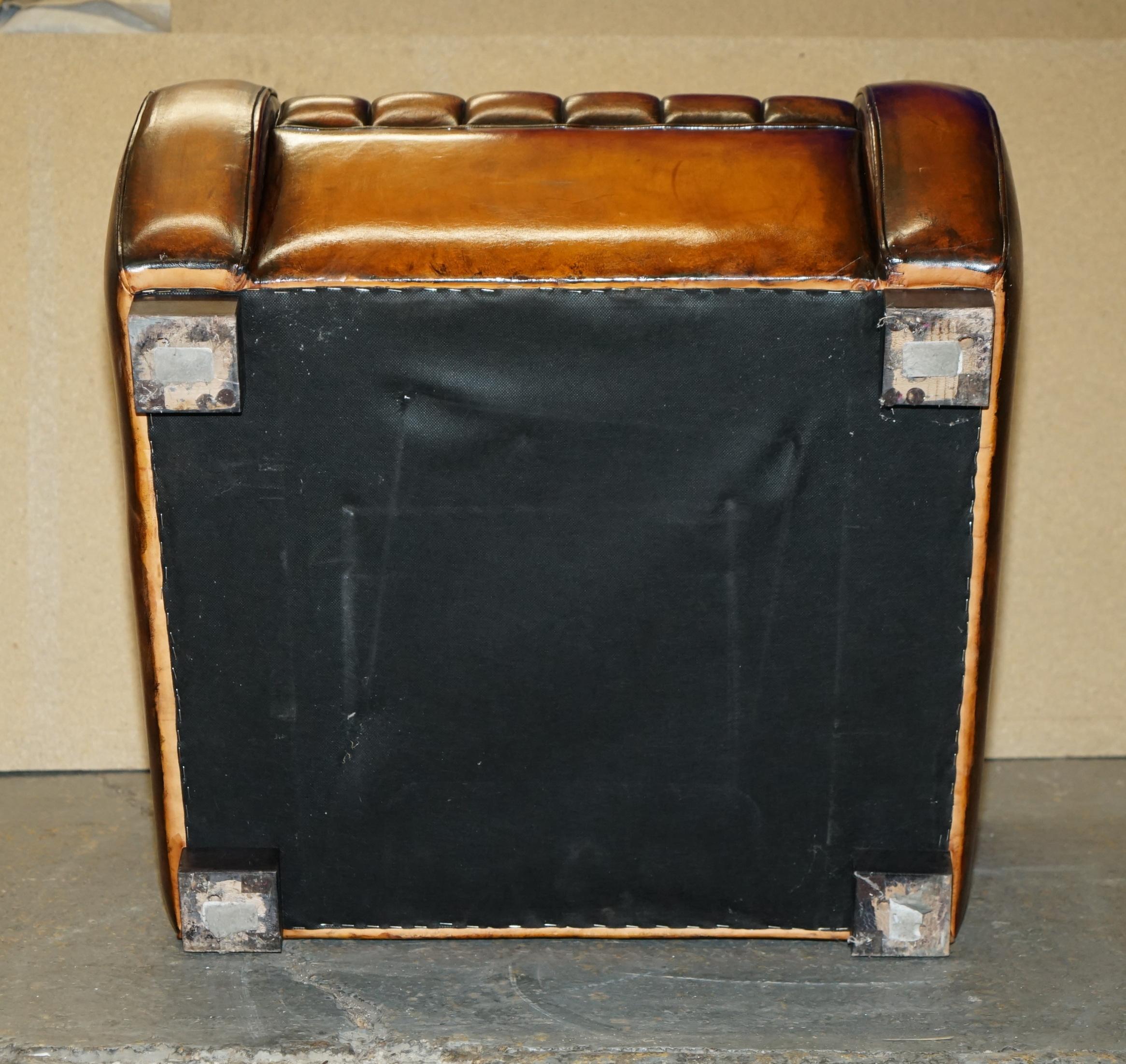 VINTAGE RESTORED 1966 MUSTANG CAR HAND DYED BROWN LEATHER ART DECO CLUB ARMCHAiR 9