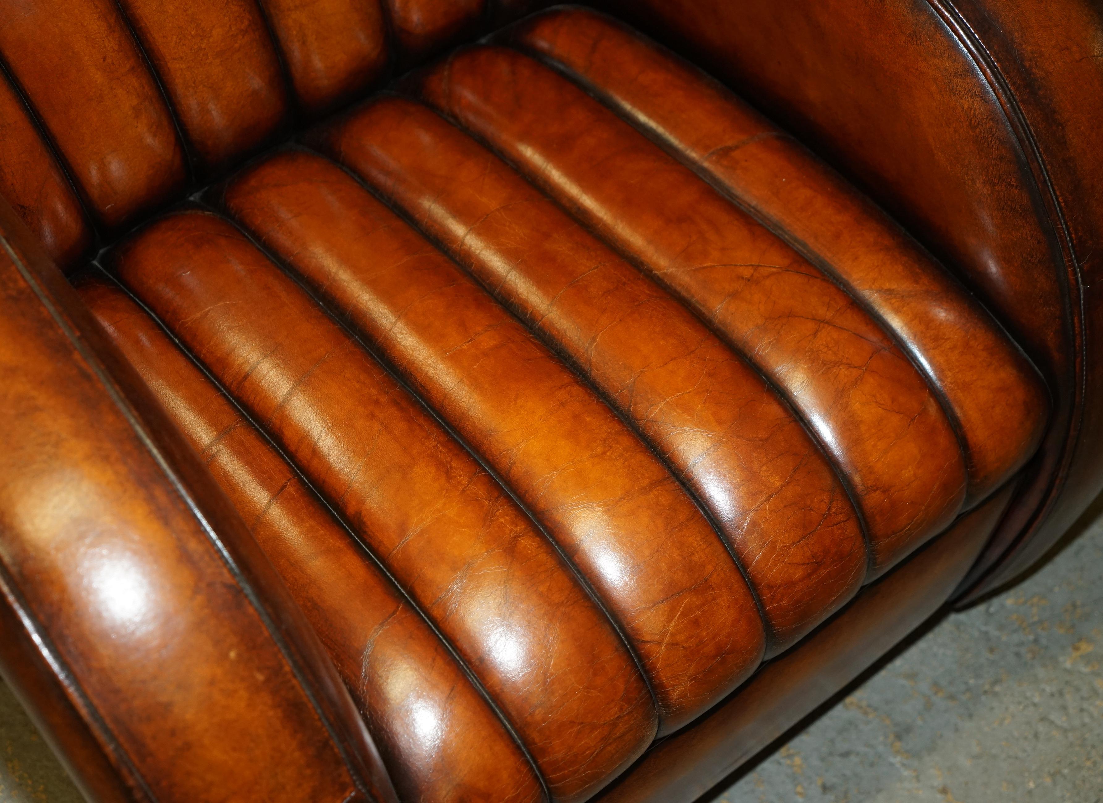 Leather VINTAGE RESTORED 1966 MUSTANG CAR HAND DYED BROWN LEATHER ART DECO CLUB ARMCHAiR