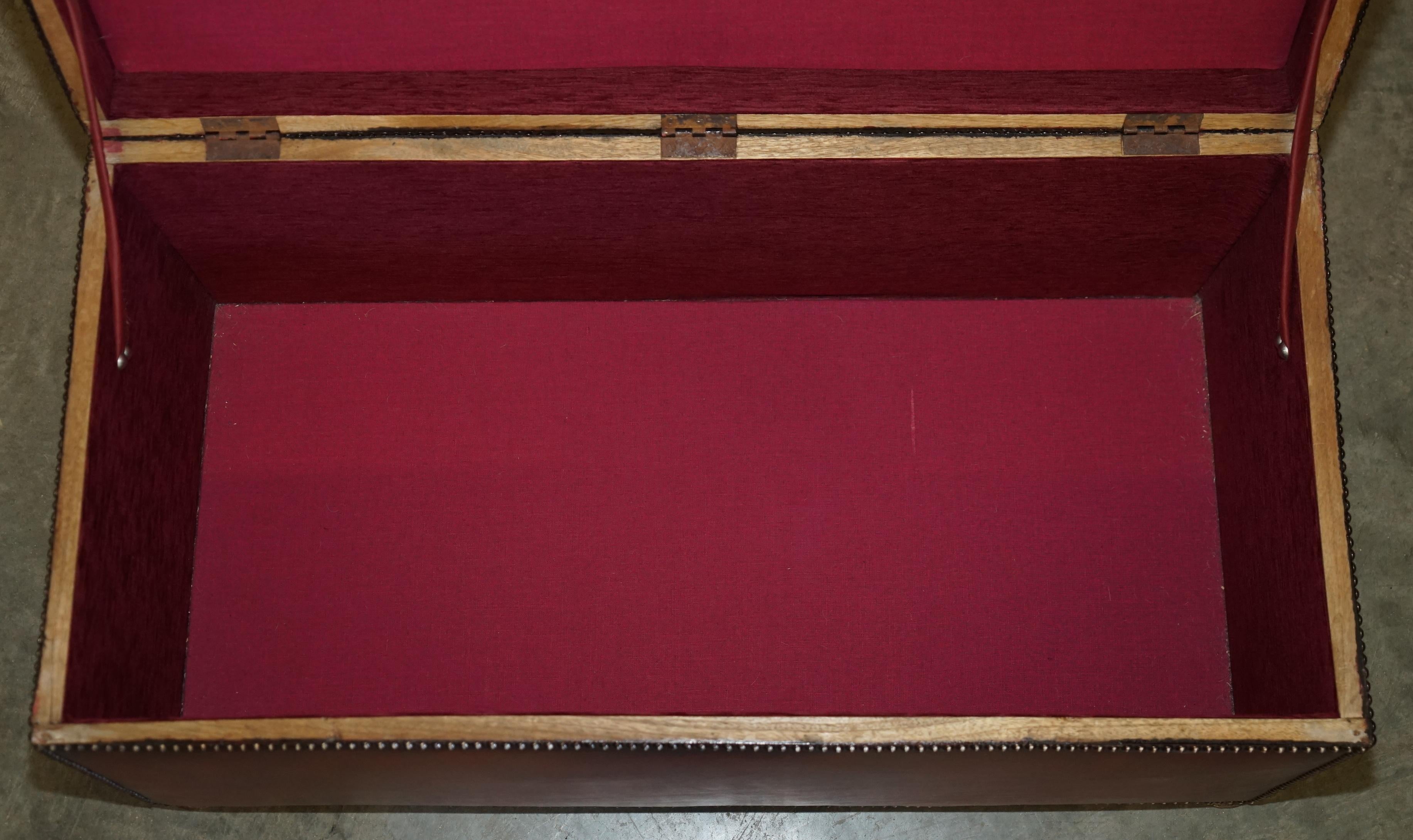 CESTONE PORTAOGGETTI IN PELLE BORDEAUX RESTAURATO D'EPOCA in vendita 6