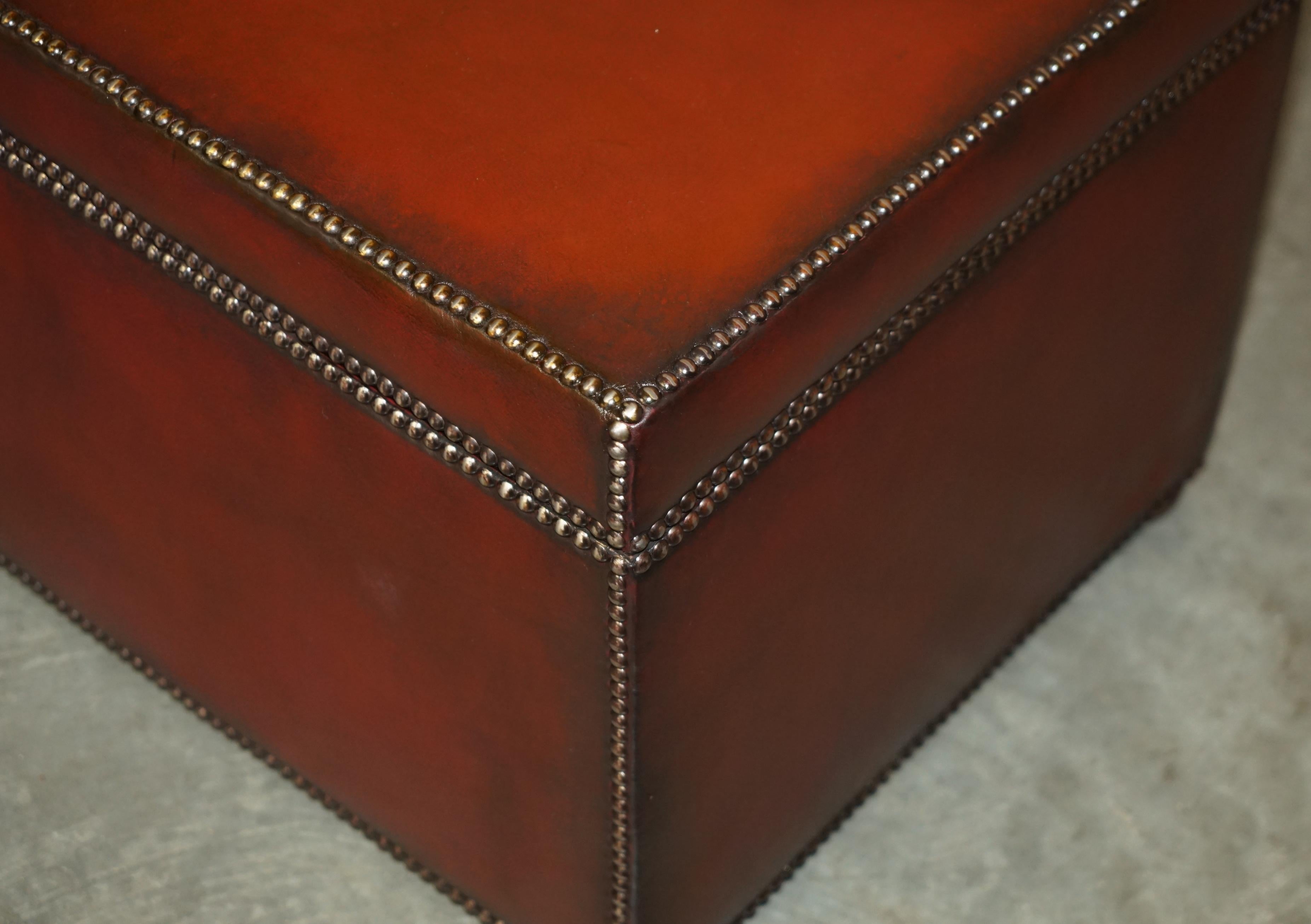 Pelle CESTONE PORTAOGGETTI IN PELLE BORDEAUX RESTAURATO D'EPOCA in vendita