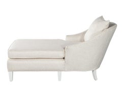 Vintage Restored Chaise Lounge in Cream Linen