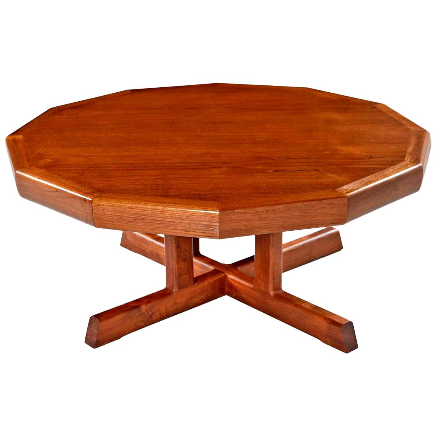 Vintage Restored Danish Modern Dodecagon Teak Coffee Table Made In