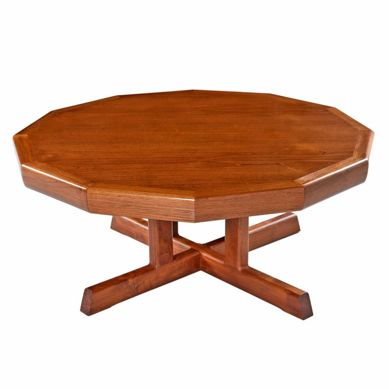 Vintage Red Danish Modern Dodecagon Teak Coffee Table Made In Vintage Red Danish Modern Dodecagon Teak Coffee Table Made In Canada For
