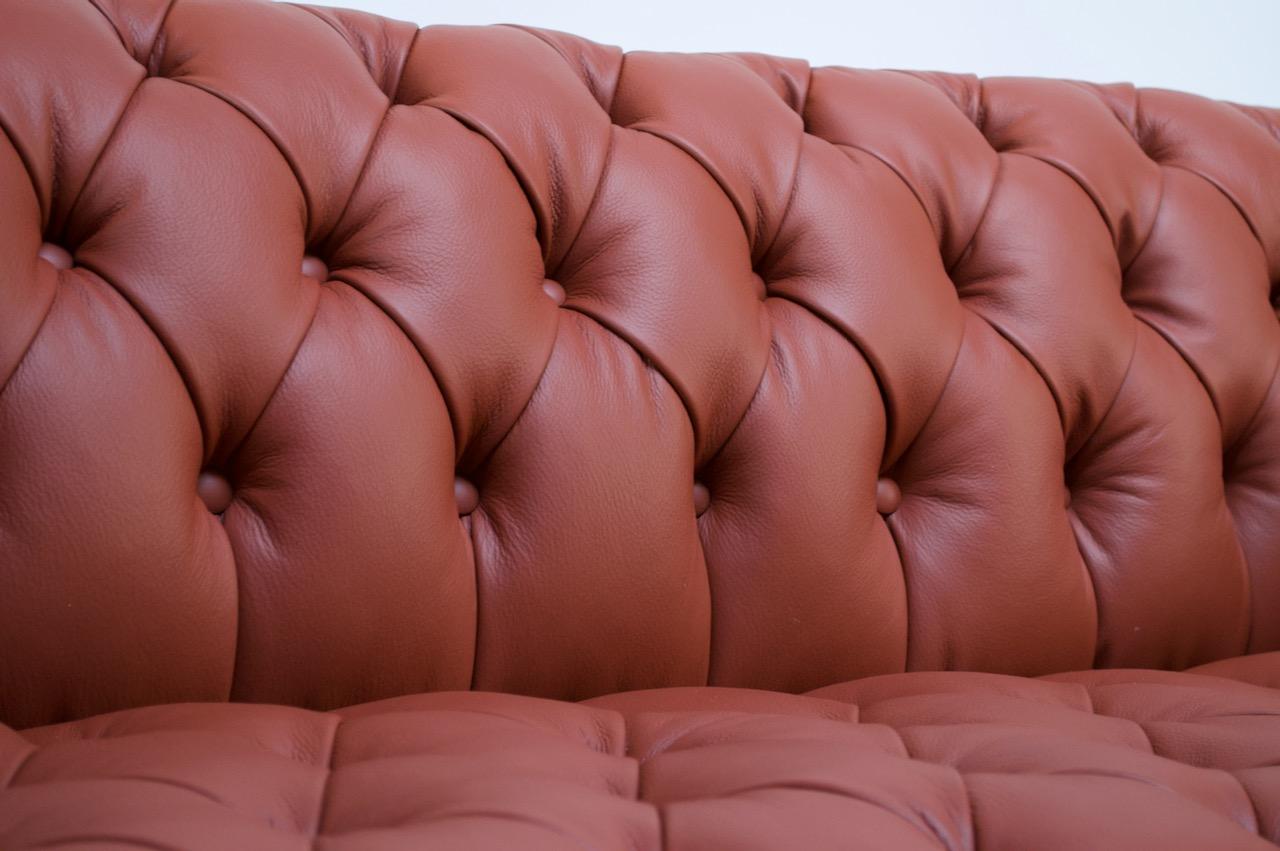 Vintage Restored English Leather Chesterfield Sofa 4