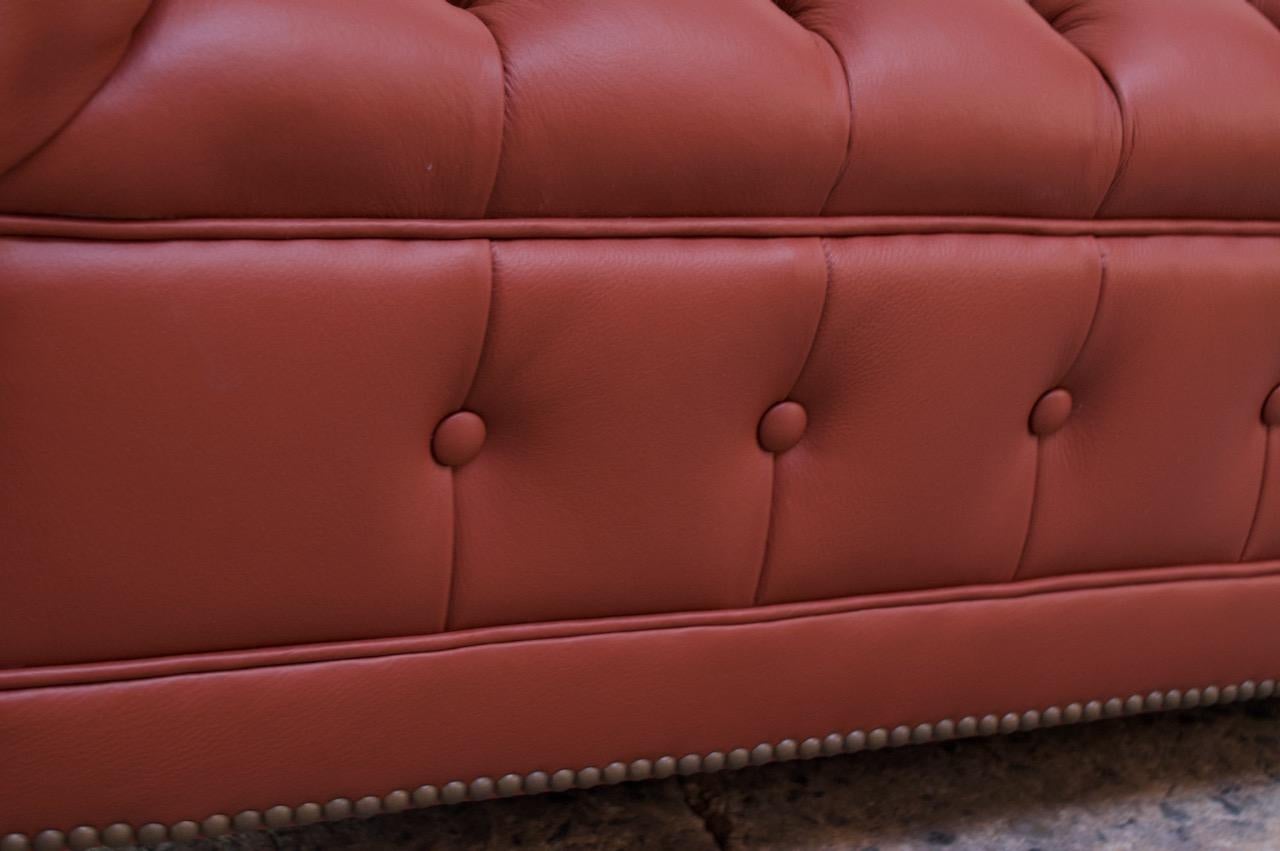 Vintage Restored English Leather Chesterfield Sofa 8