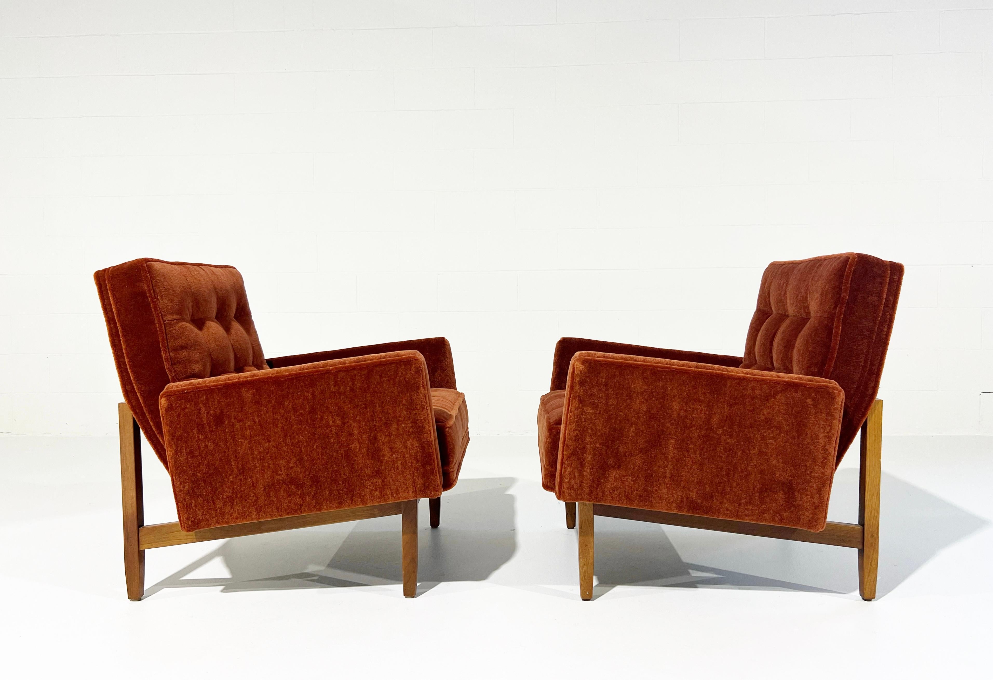 Vintage Restored Florence Knoll Armchairs in Pierre Frey Teddy Mohair For Sale 4