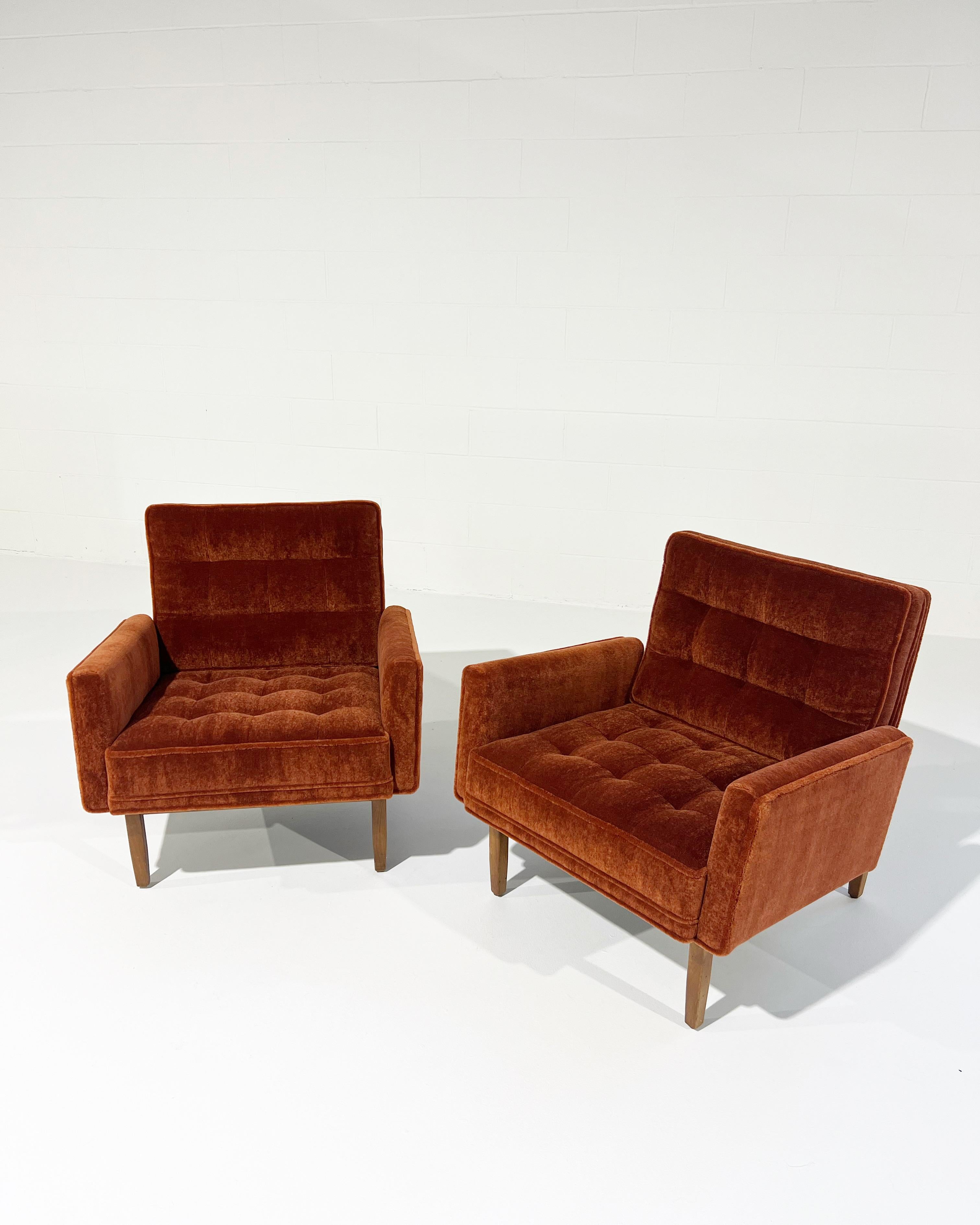Vintage Restored Florence Knoll Armchairs in Pierre Frey Teddy Mohair For Sale 5