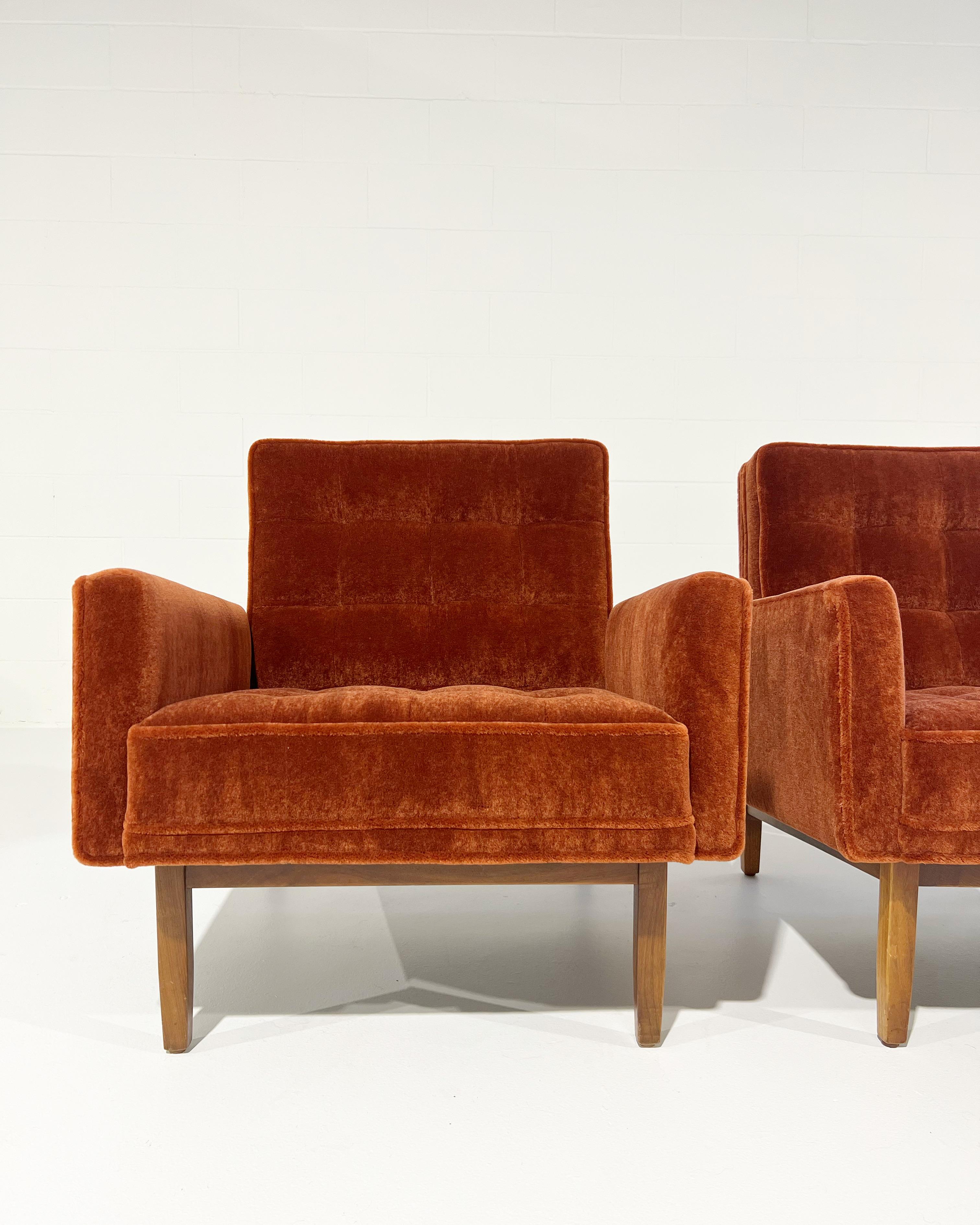 Vintage Restored Florence Knoll Armchairs in Pierre Frey Teddy Mohair For Sale 7