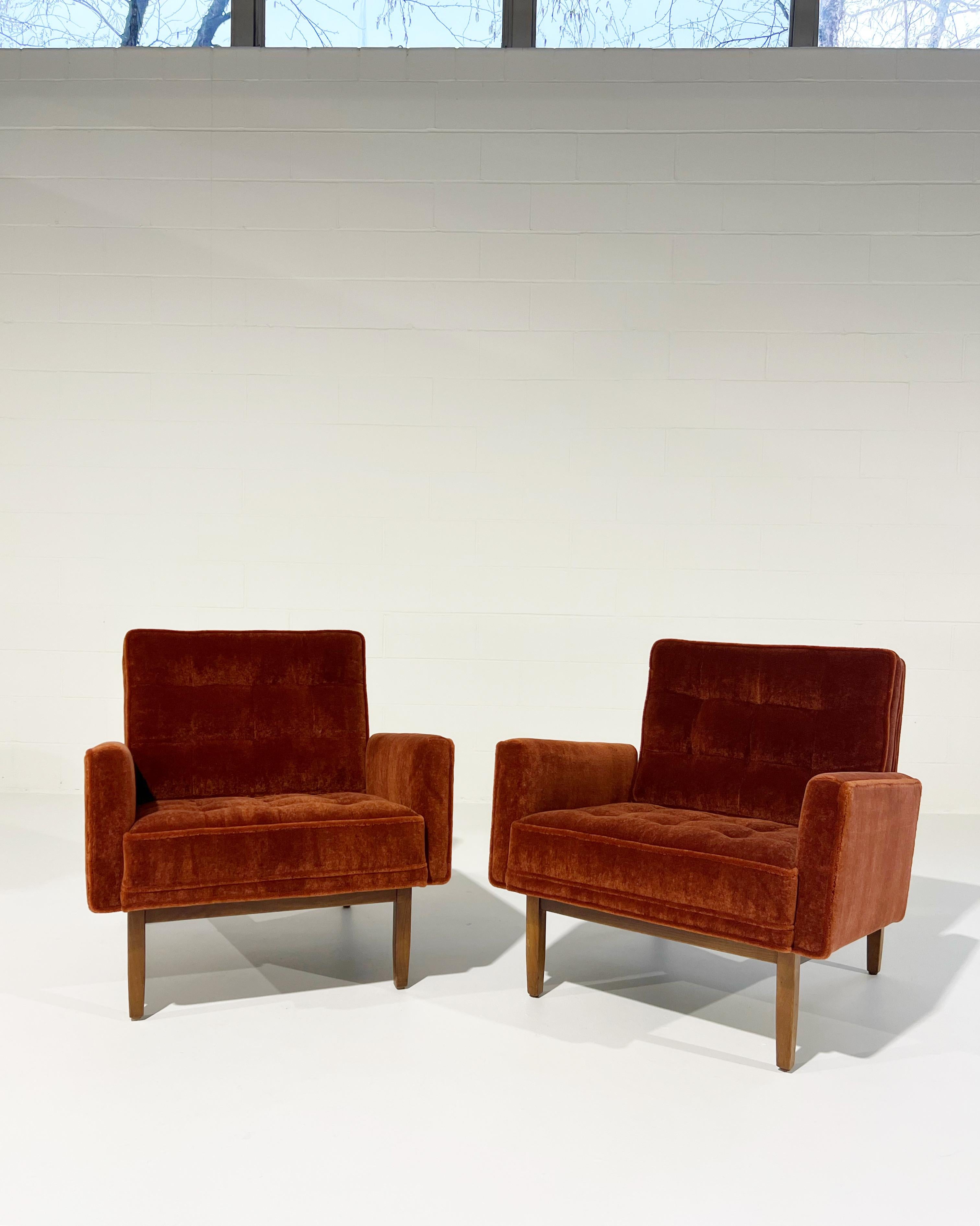 Vintage Restored Florence Knoll Armchairs in Pierre Frey Teddy Mohair For Sale 8