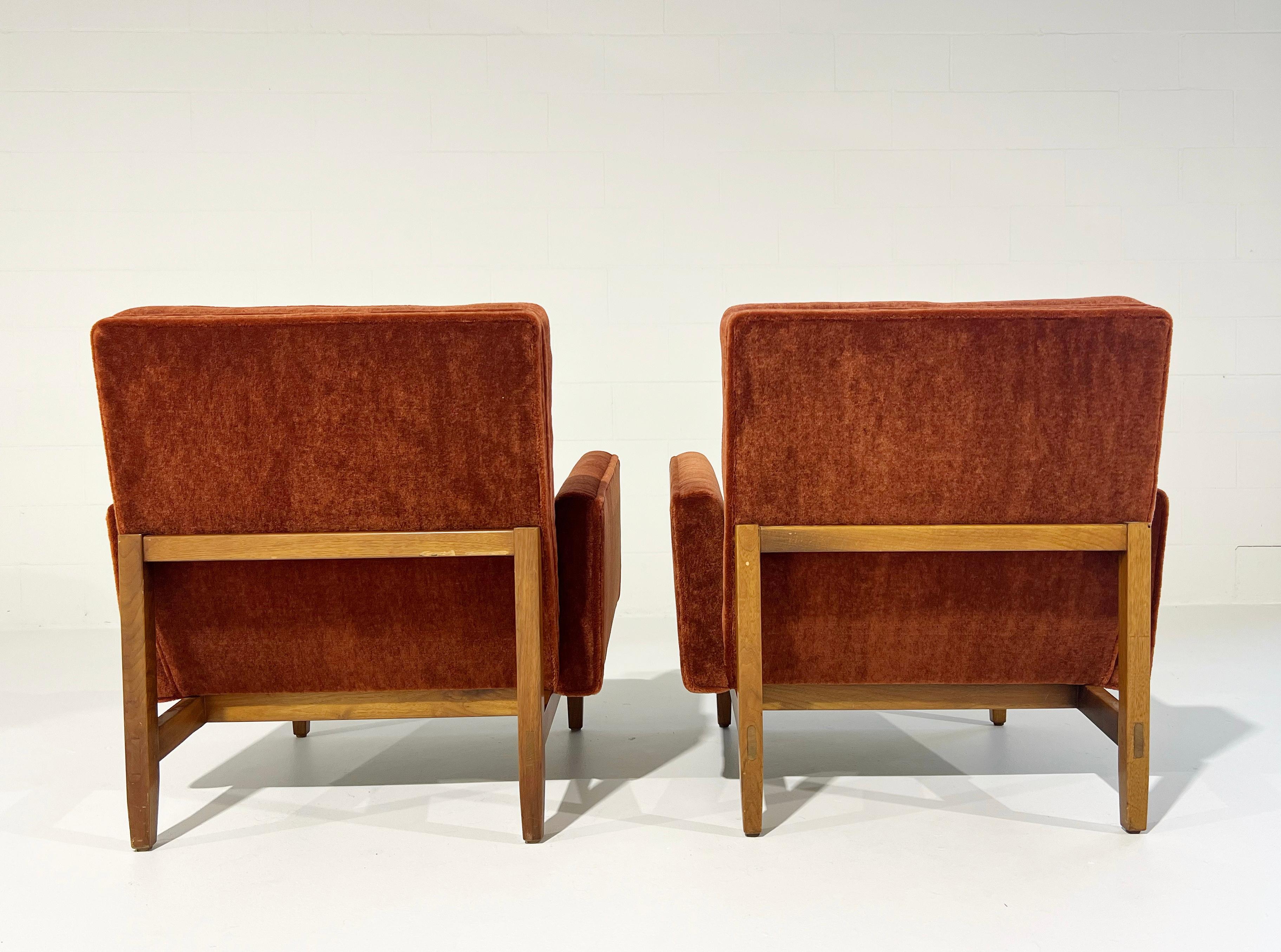American Vintage Restored Florence Knoll Armchairs in Pierre Frey Teddy Mohair For Sale