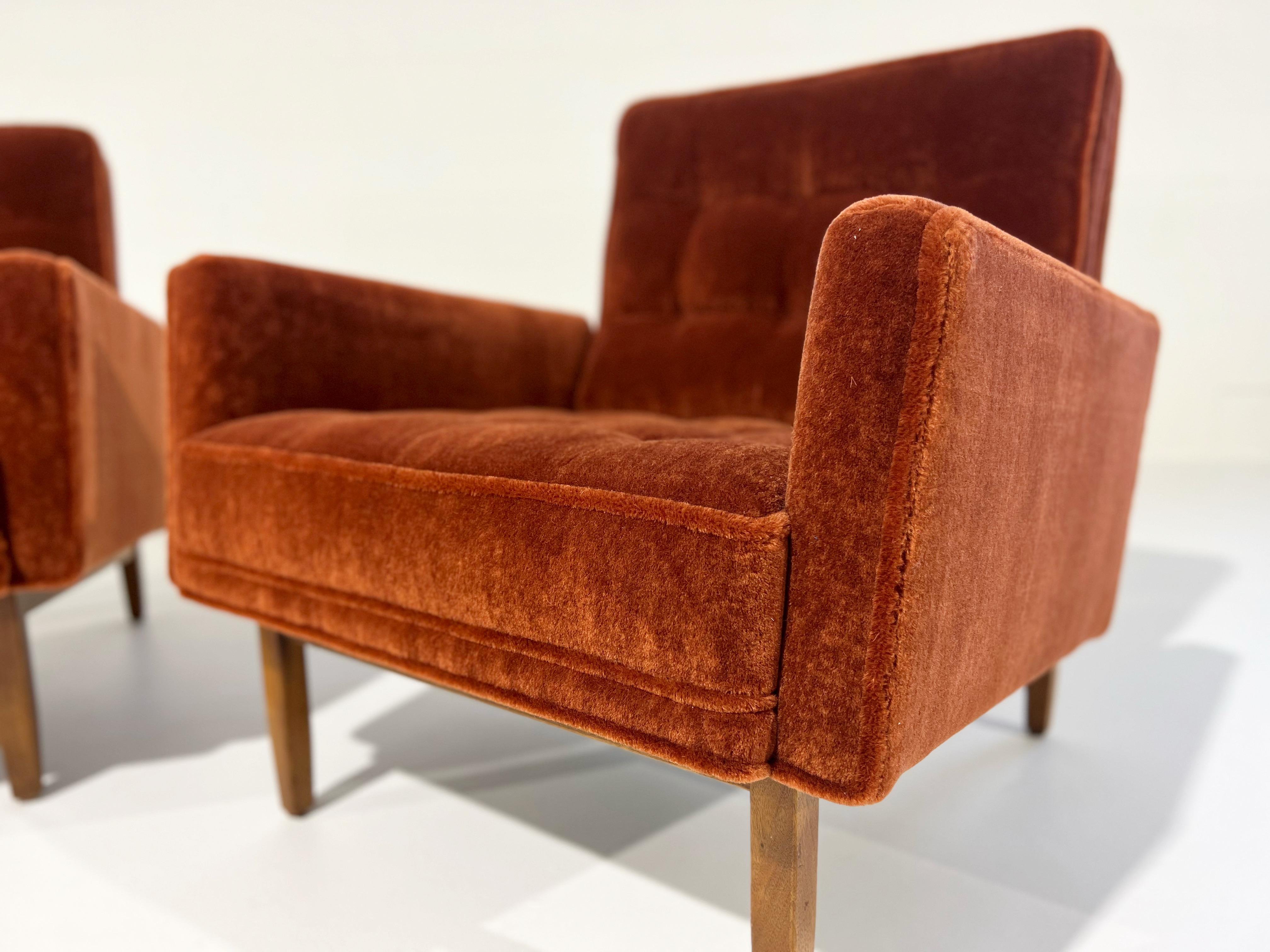 Vintage Restored Florence Knoll Armchairs in Pierre Frey Teddy Mohair For Sale 2