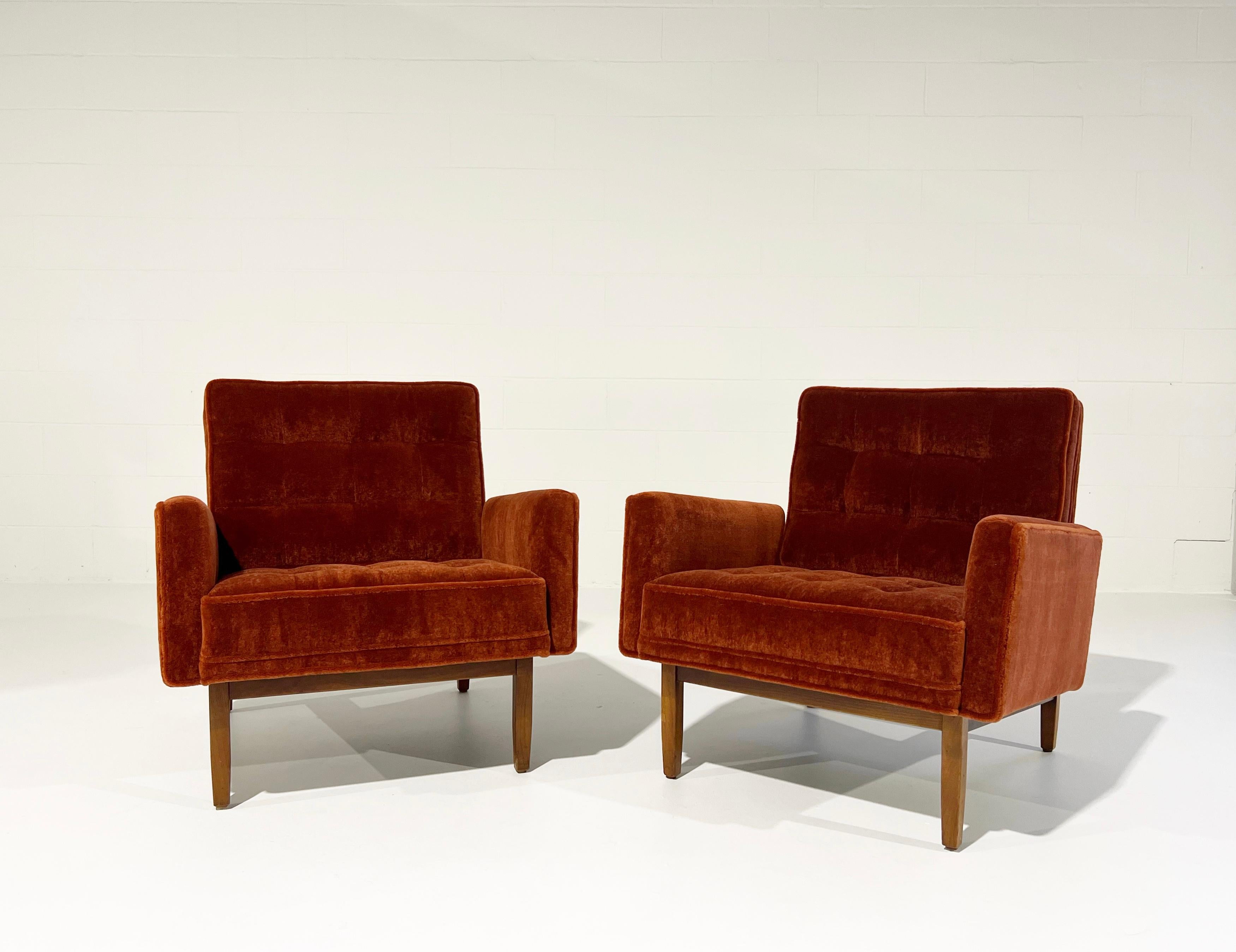 Vintage Restored Florence Knoll Armchairs in Pierre Frey Teddy Mohair For Sale 3