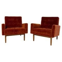 Vintage Restored Florence Knoll Armchairs in Pierre Frey Teddy Mohair