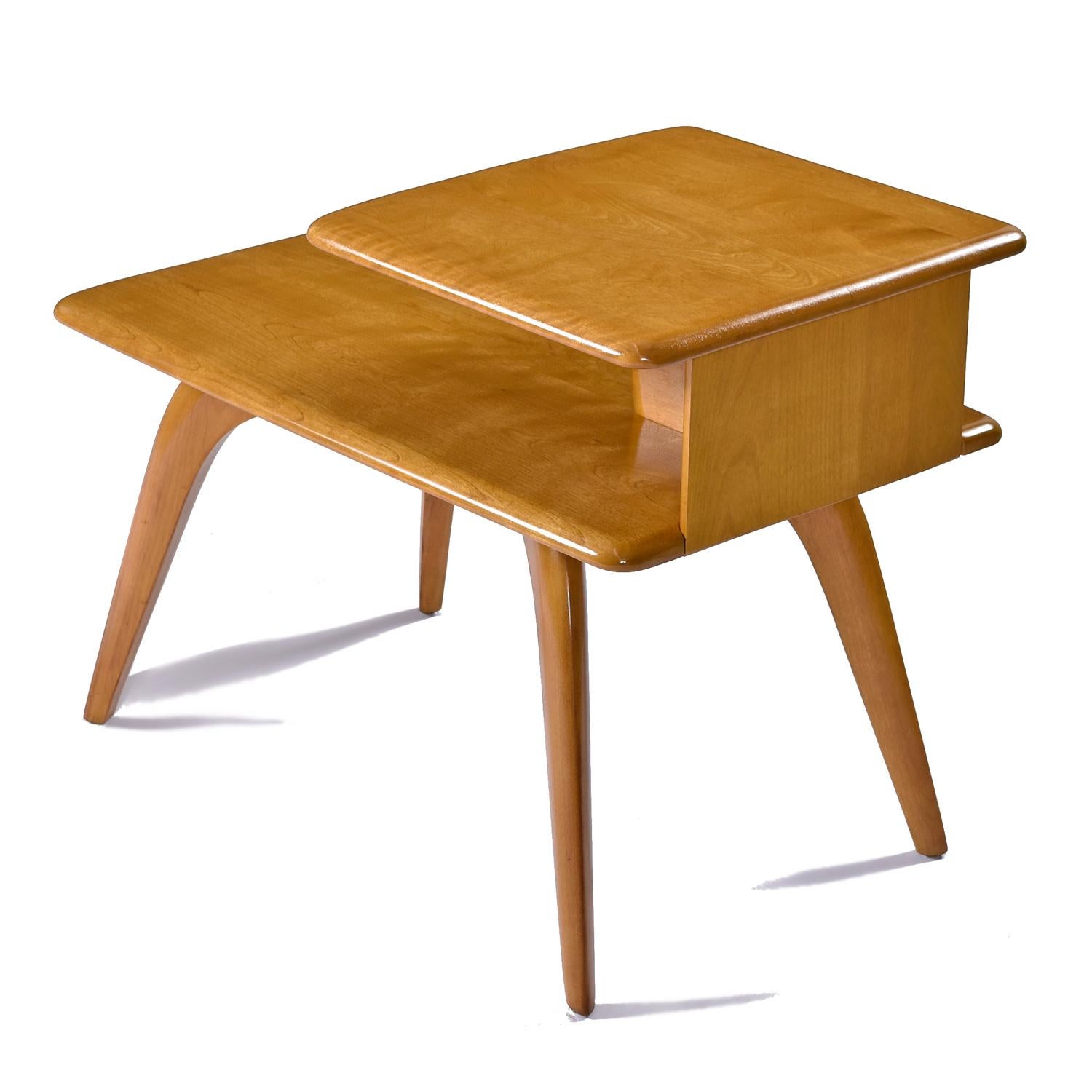 Mid-20th Century Vintage Restored Solid Maple Heywood Wakefield Wheat Step Tables