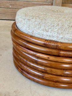 Vintage Restored Stacked Bent Rattan Ottoman or Footstool Manner of Paul Frankl