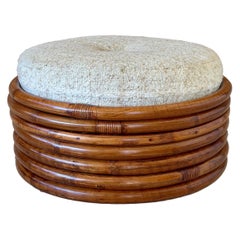 Vintage Restored Stacked Bent Rattan Ottoman or Footstool Manner of Paul Frankl