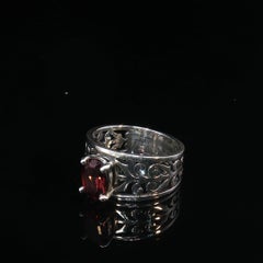 Bague vintage James Avery en argent massif avec grenat et filigrane, taille 6,5, 5,3 g