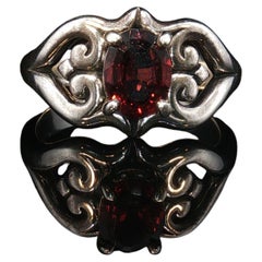 Bague vintage James Avery en argent sterling avec grenat, modèle discontinué, taille 8, ajourée, 6,3 g
