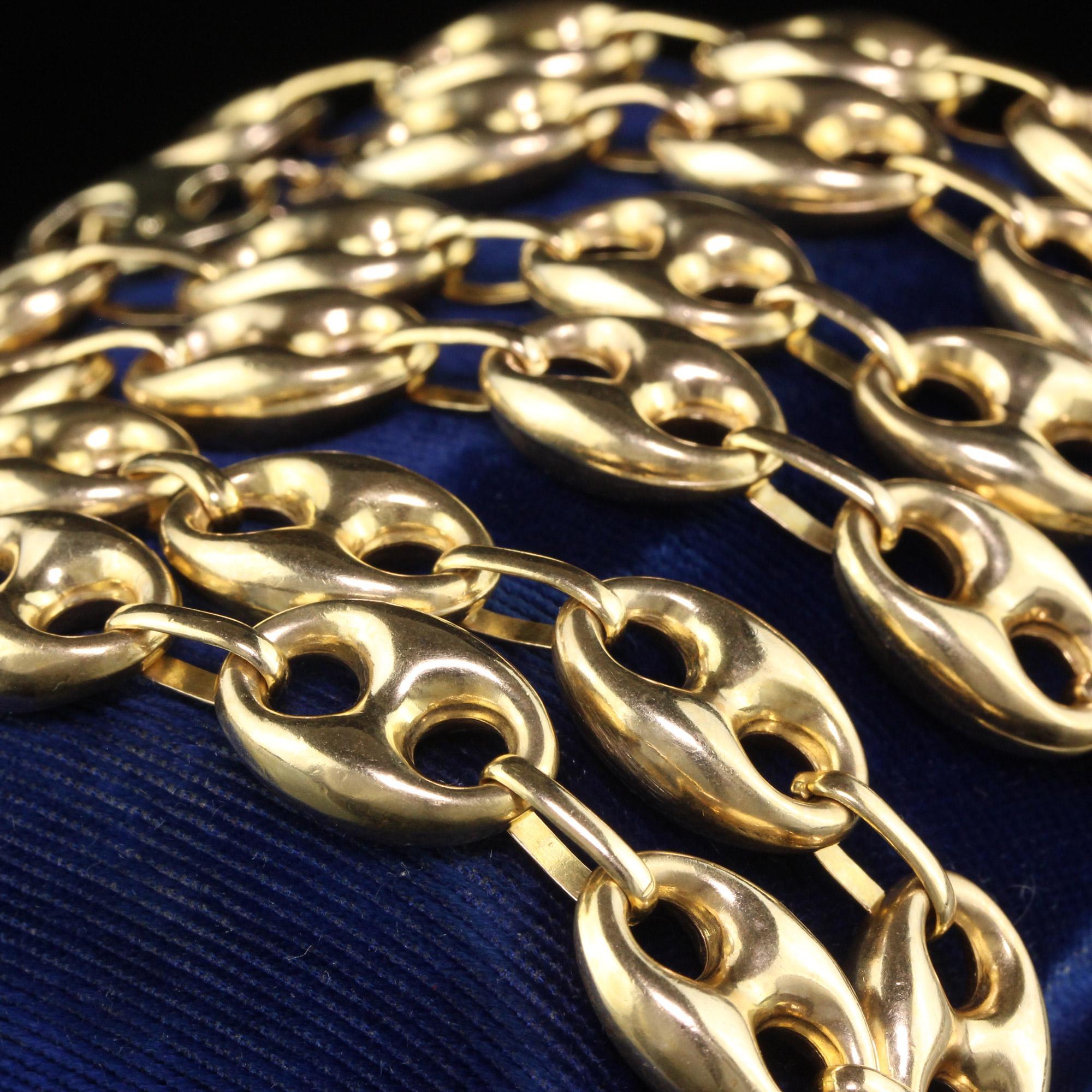 Rétro Vintage Retro 10K Yellow Gold Mariners Link Wide Chain - 27 inches en vente
