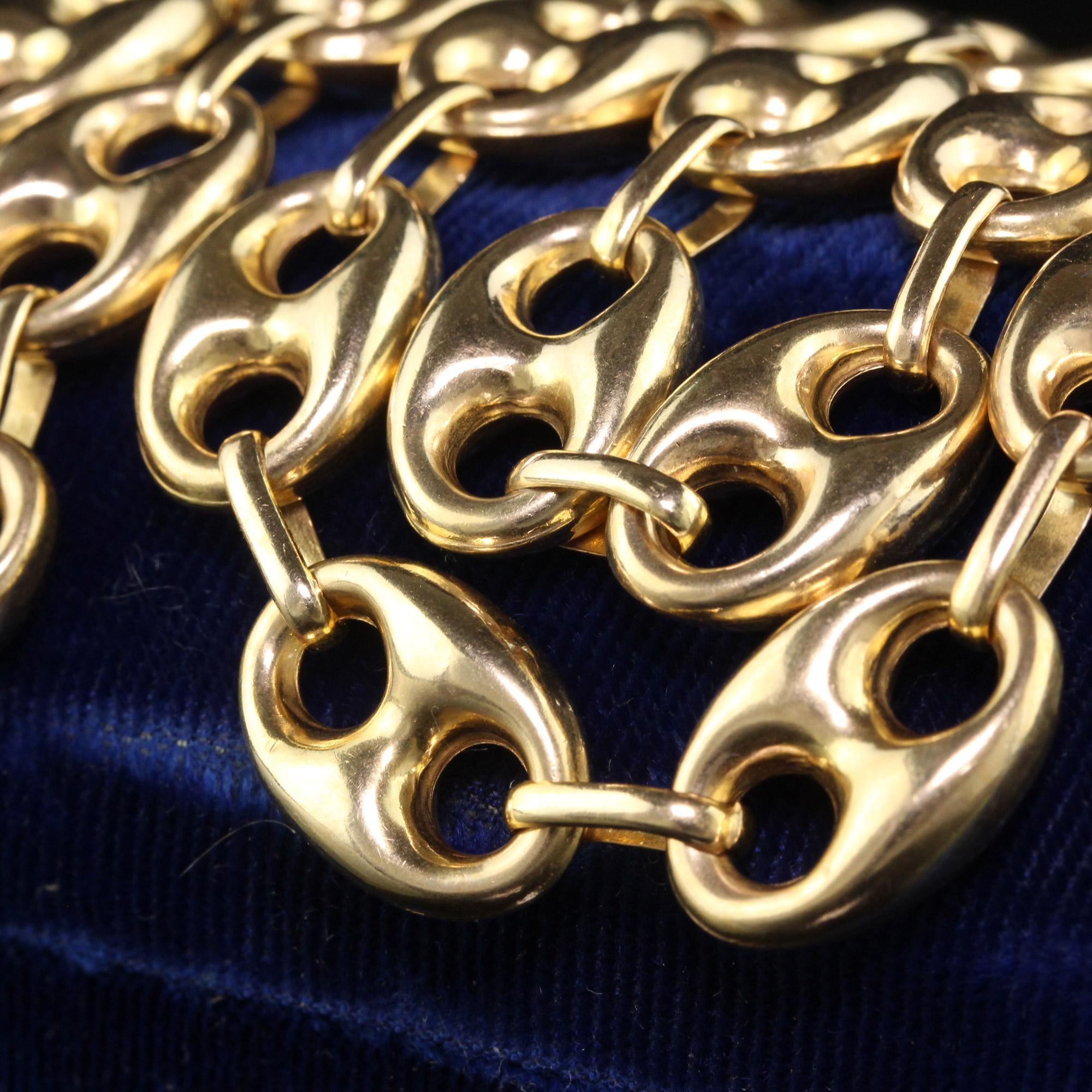 Vintage Retro 10K Yellow Gold Mariners Link Wide Chain - 27 inches Pour femmes en vente