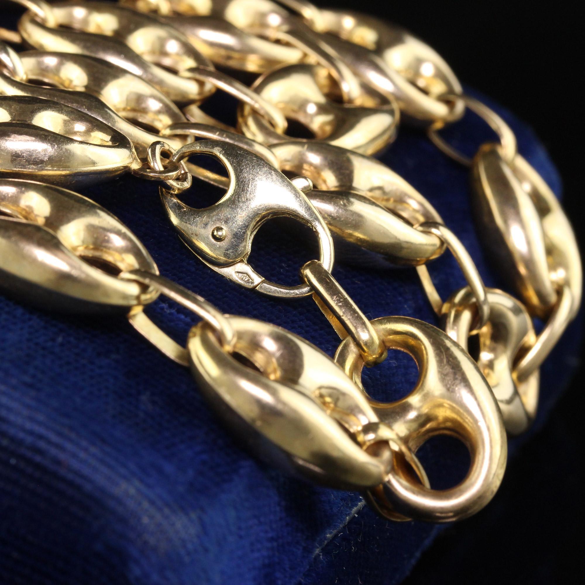 Vintage Retro 10K Yellow Gold Mariners Link Wide Chain - 27 inches en vente 1