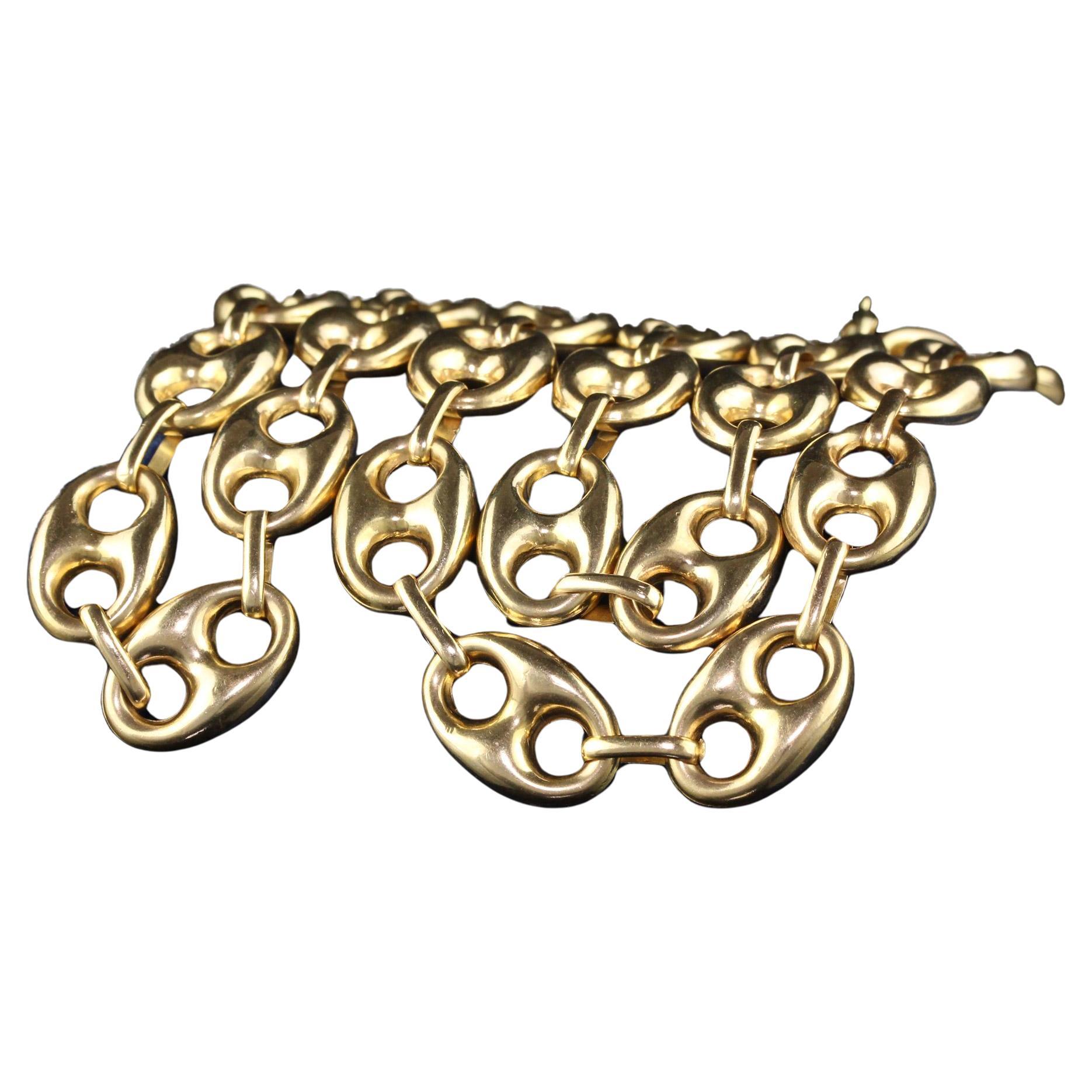 Vintage Retro 10K Yellow Gold Mariners Link Wide Chain - 27 inches