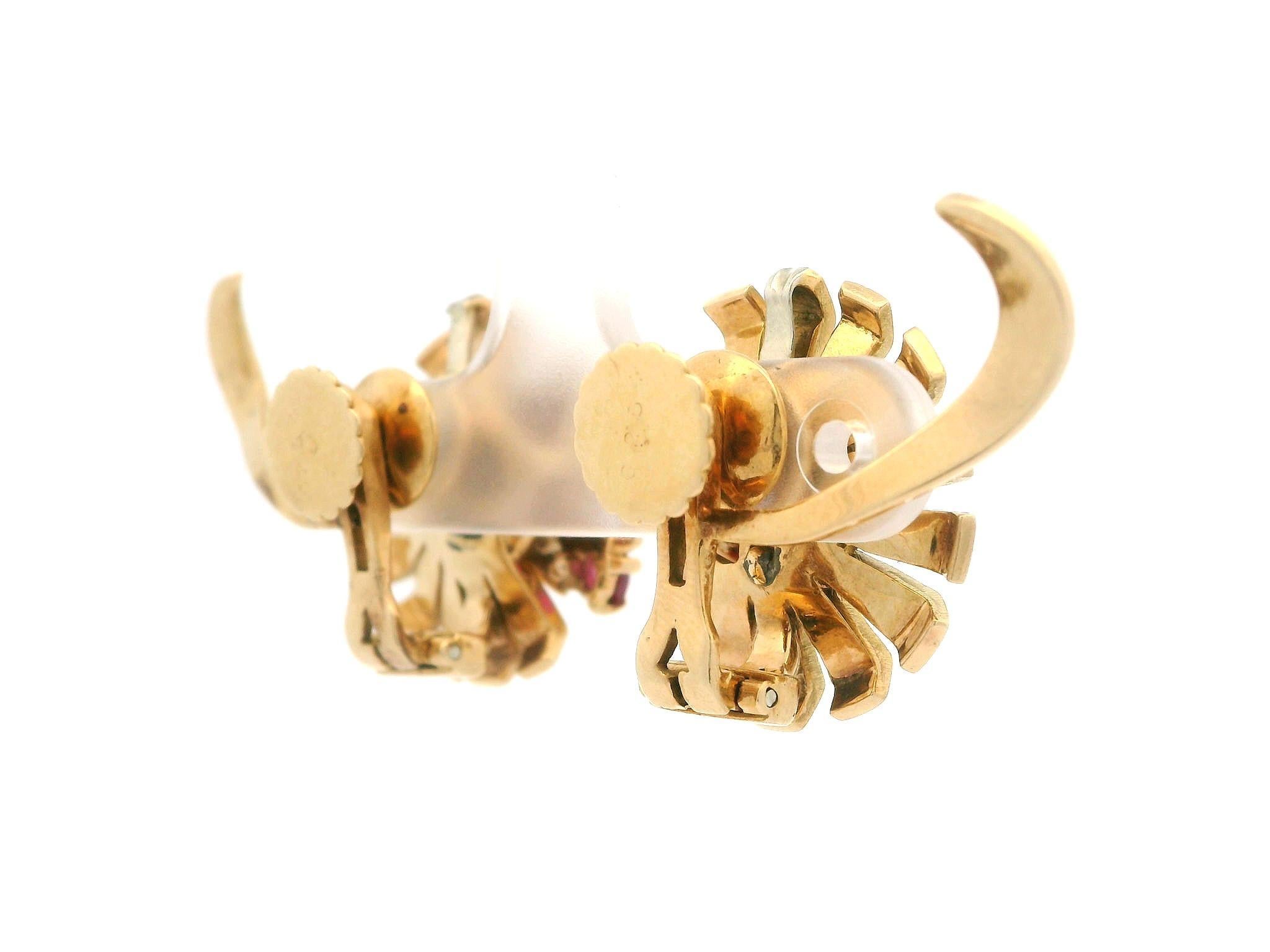 Vintage Retro 14k Gold GIA 3ctw Burma No Heat Rubin Blume Schraubverschluss Ohrringe, Vintage im Angebot 5