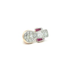 Vintage Retro 14k Gold & Platinum 1.75ctw Diamond w/ Ruby Band Ring